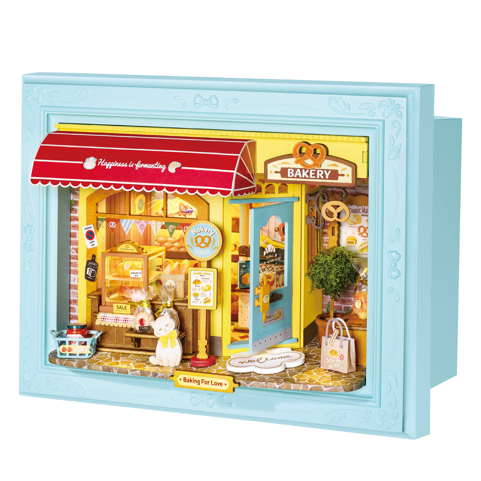 Fluffy Cat Bakery Miniature Frame 3D Wooden Puzzle