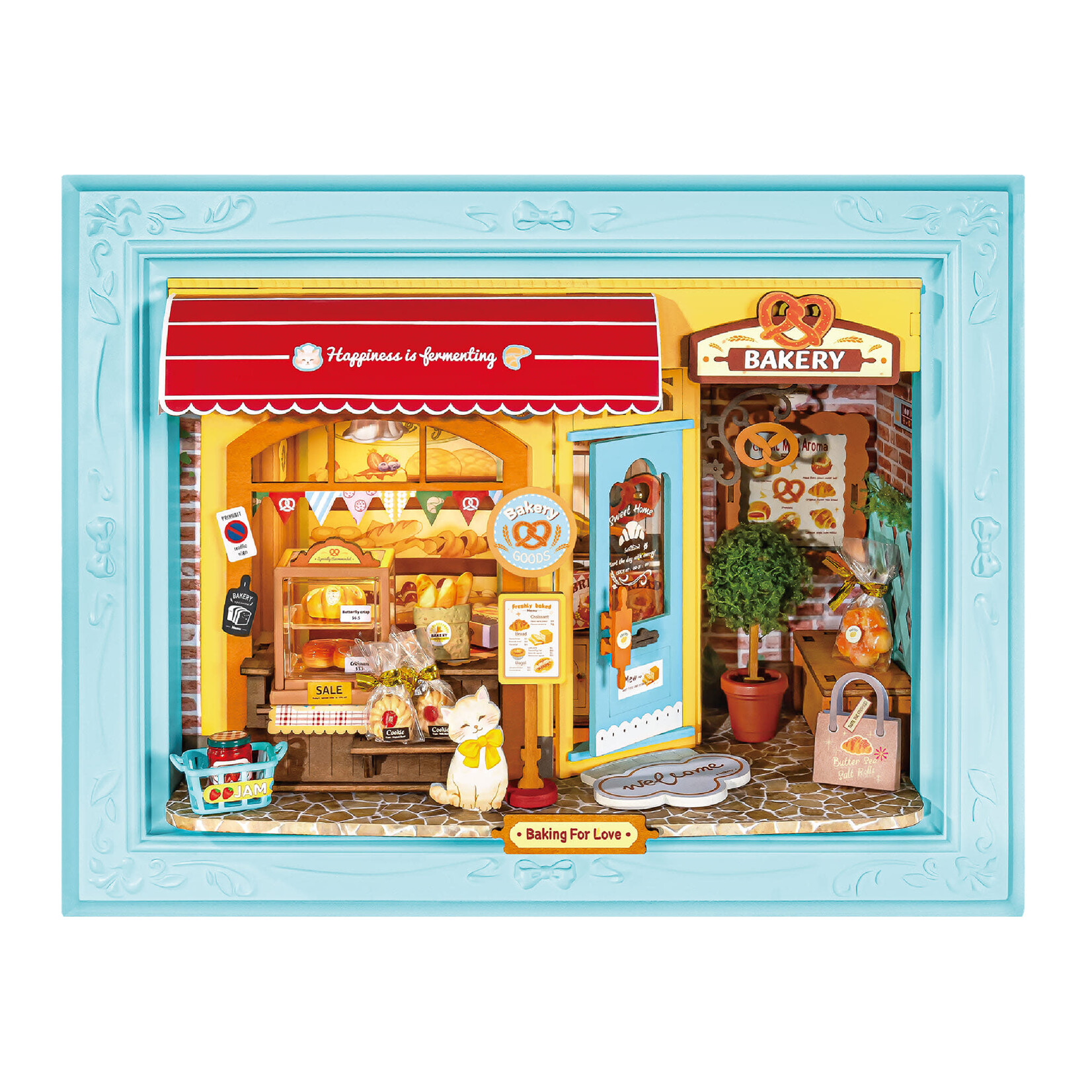Fluffy Cat Bakery Miniature Frame 3D Wooden Puzzle