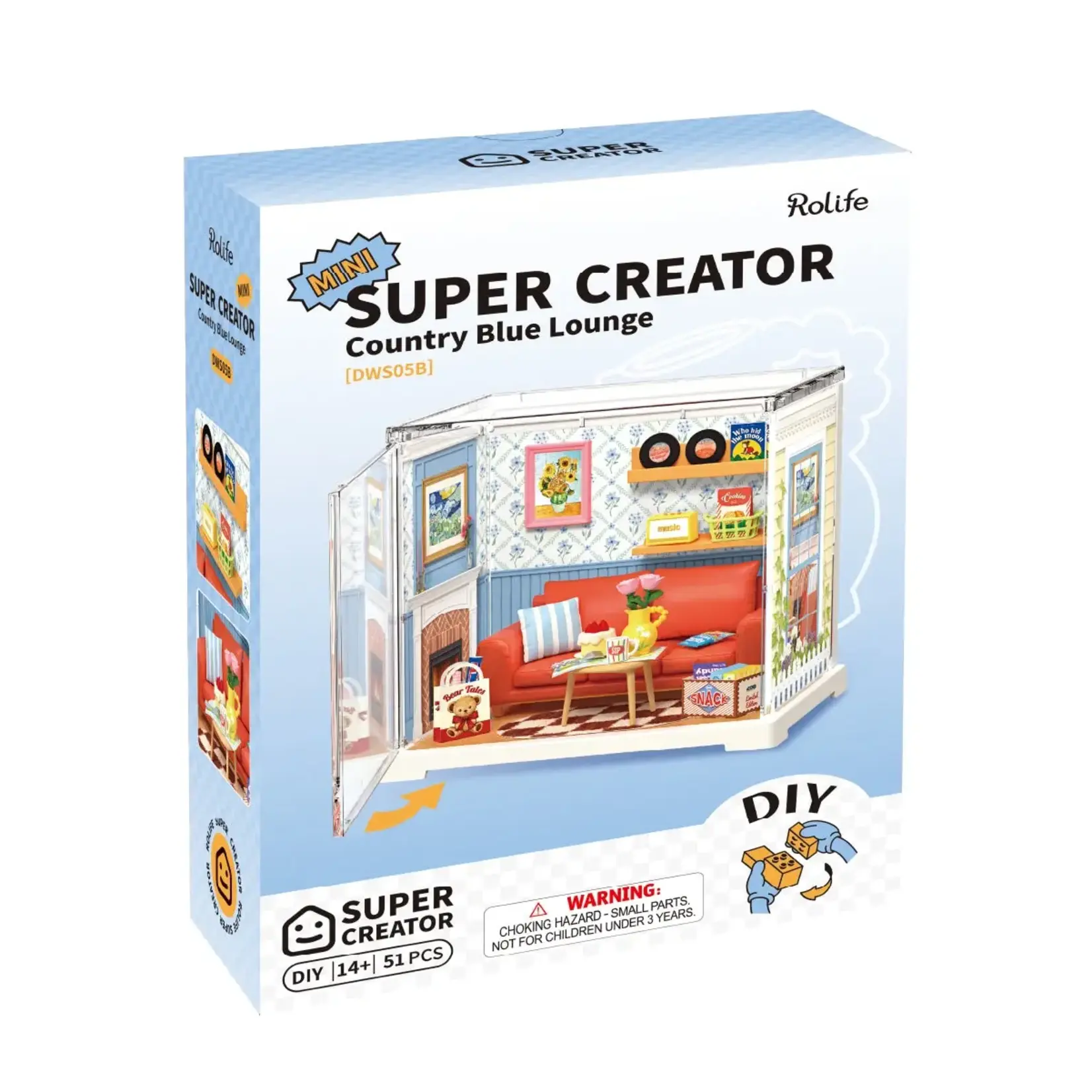 Country Blue Lounge Mini Super Creator DIY Miniature House