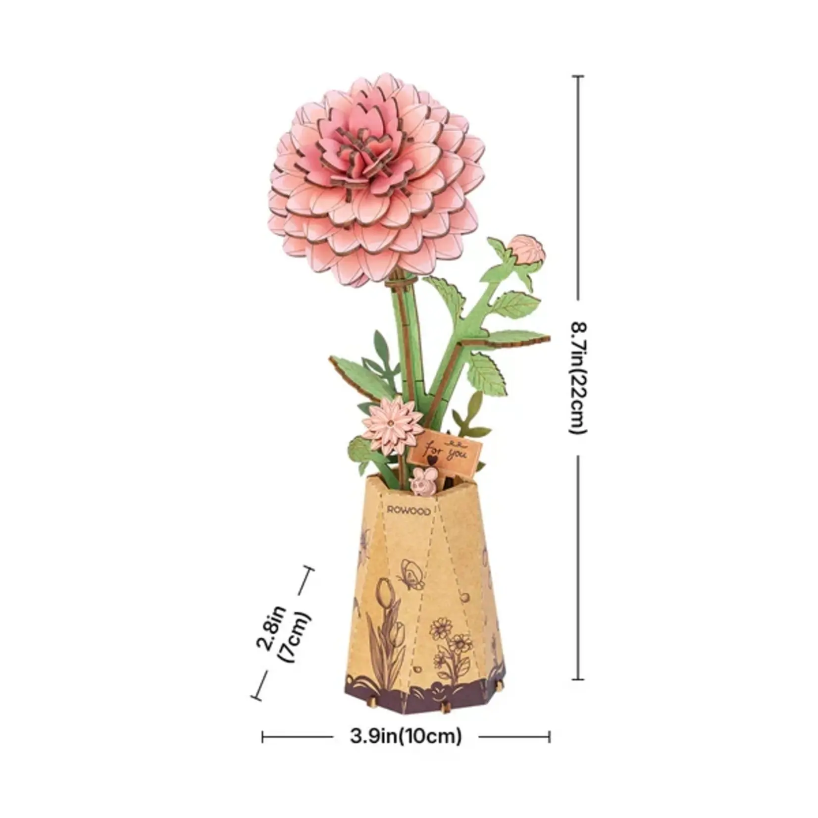 Pink Dahlia 3D Wooden Puzzle