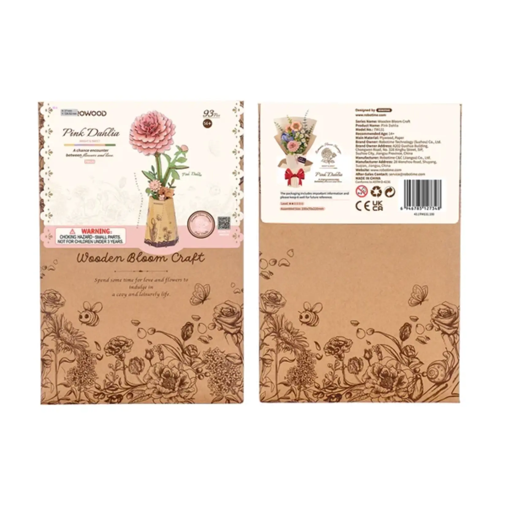 Pink Dahlia 3D Wooden Puzzle