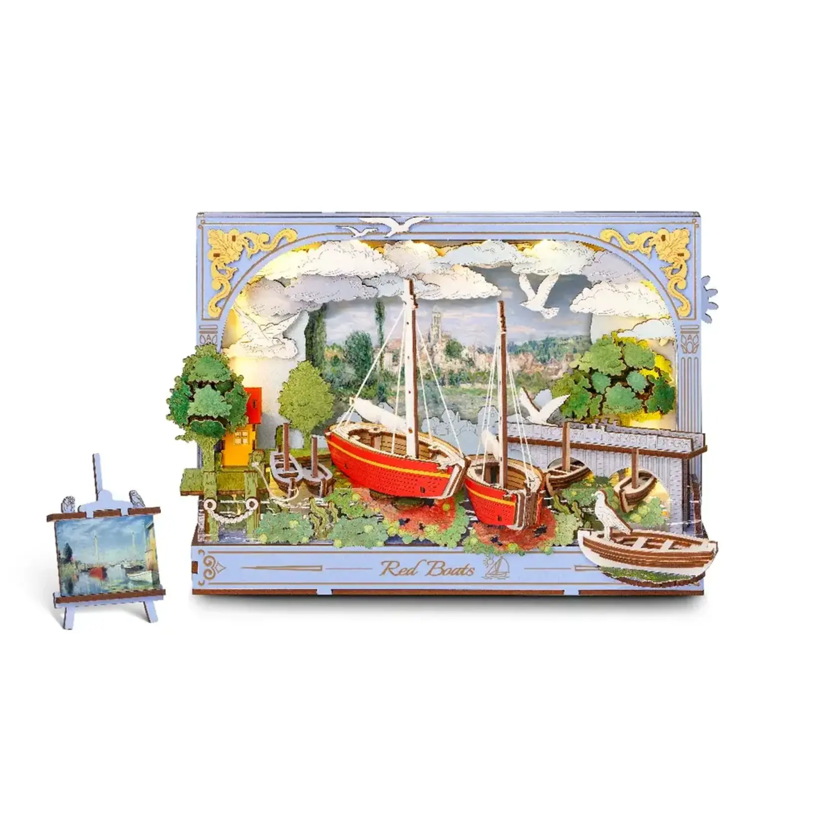 Red Boats Wall Art 3D Wooden Puzzle