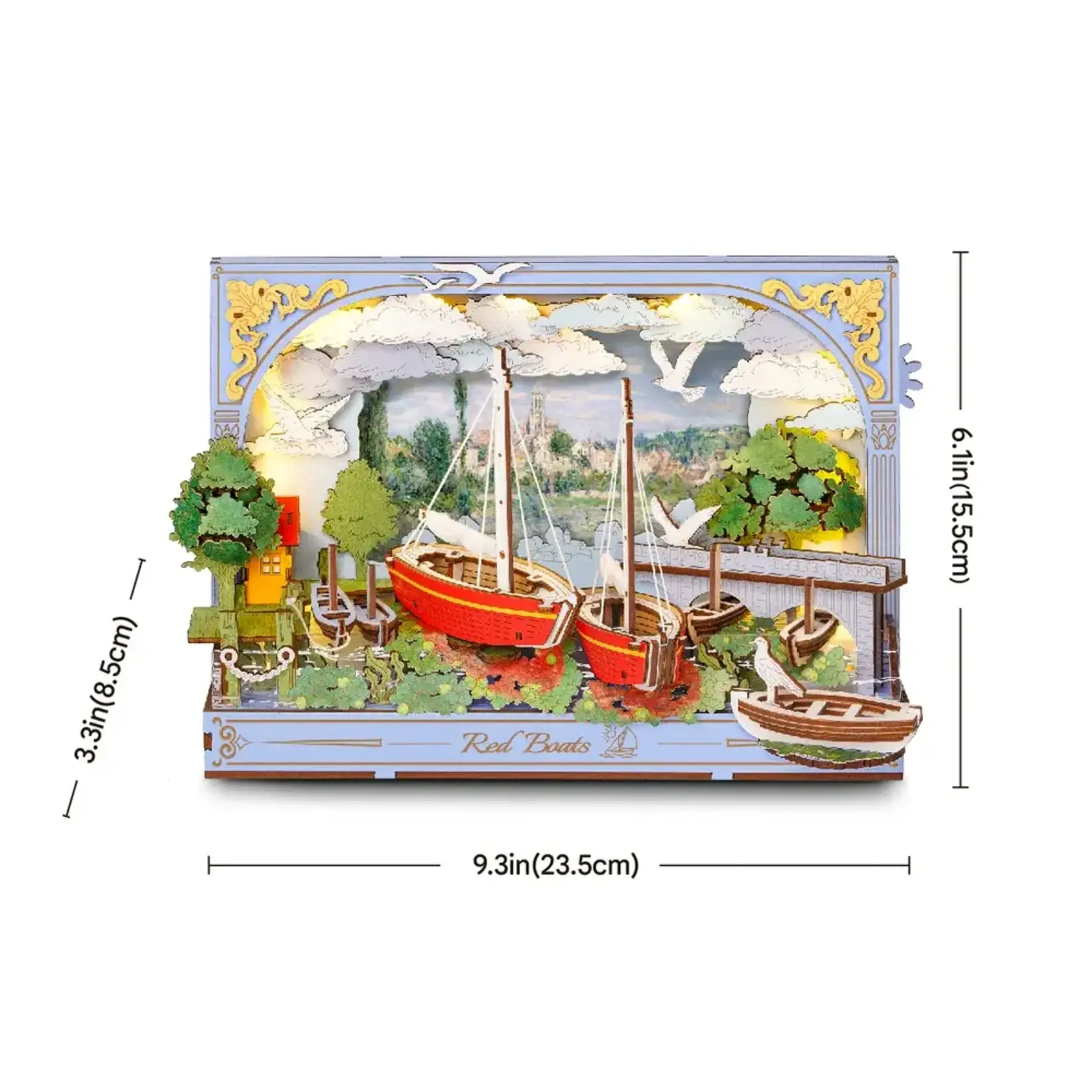Red Boats Wall Art 3D Wooden Puzzle