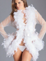 O/S White Short Sheer Feather Robe