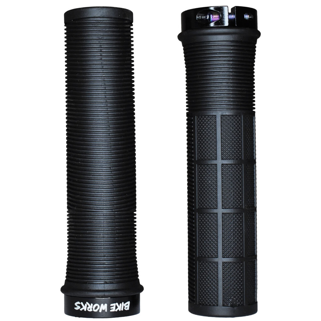 Bike Works Bike Works CO Lock-On Waffle Grips, Pair, Black