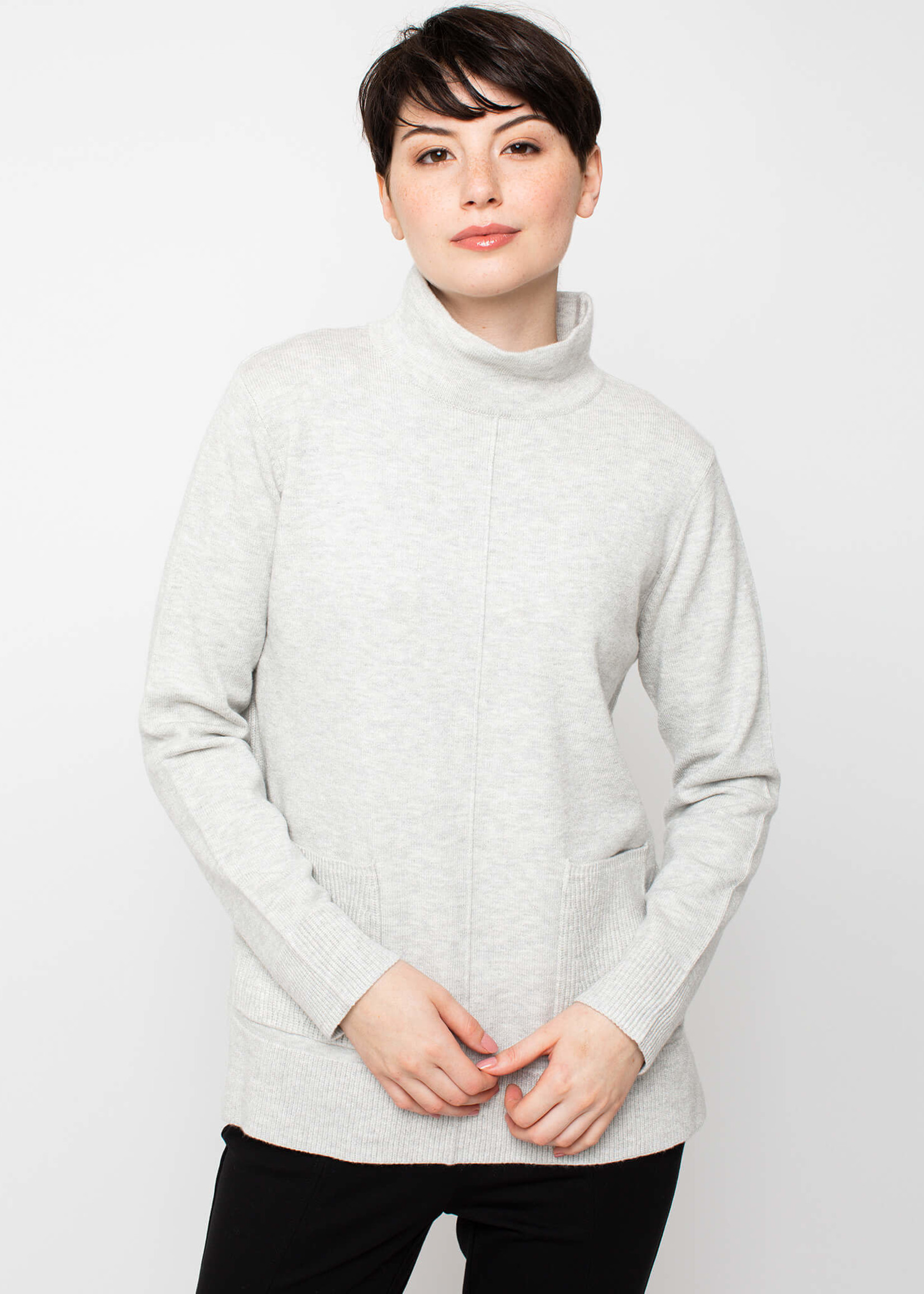 By Lyse ByLyse Mock Neck Sweater with Front Pockets