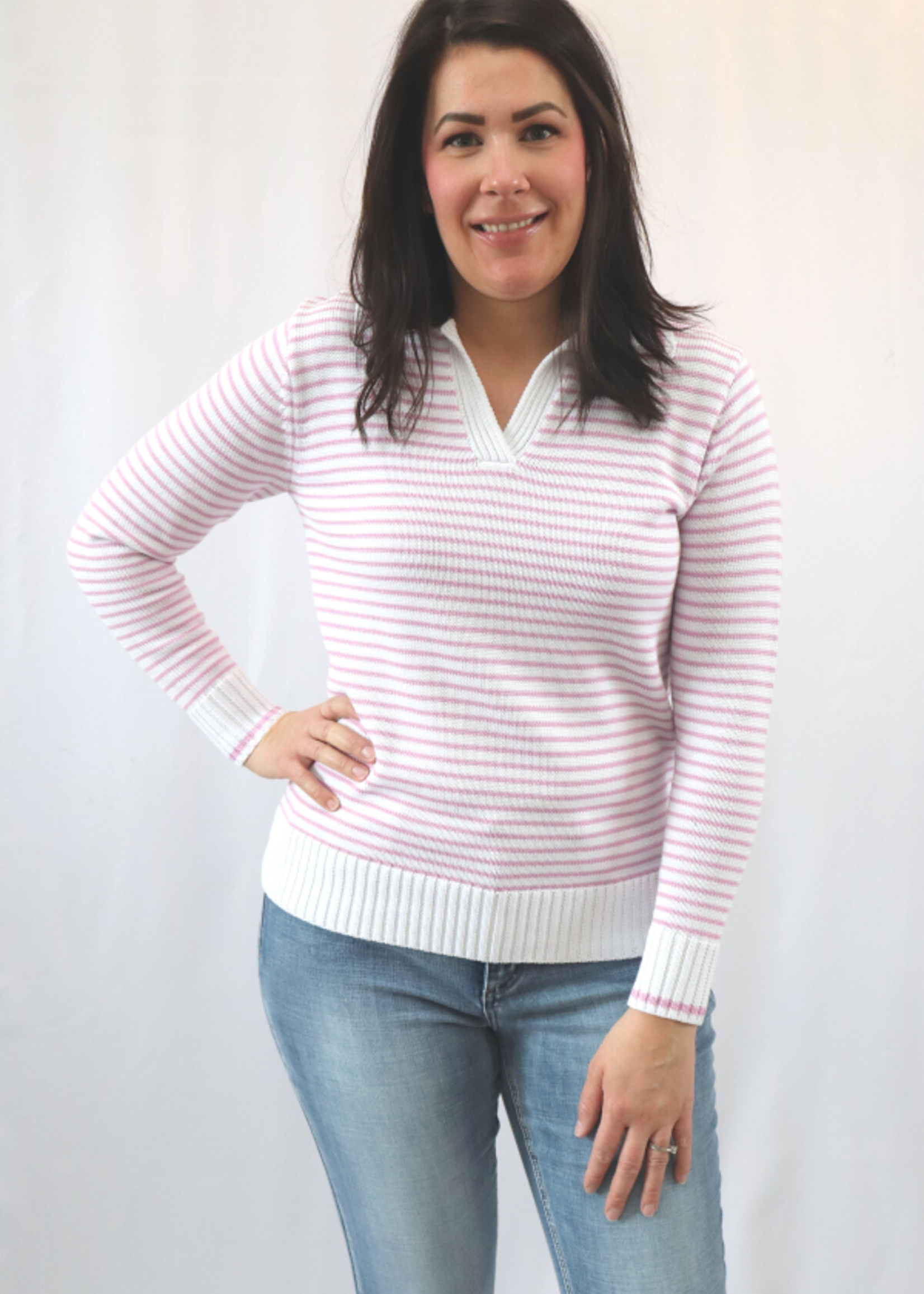 By Lyse ByLyse Collared Striped Sweater