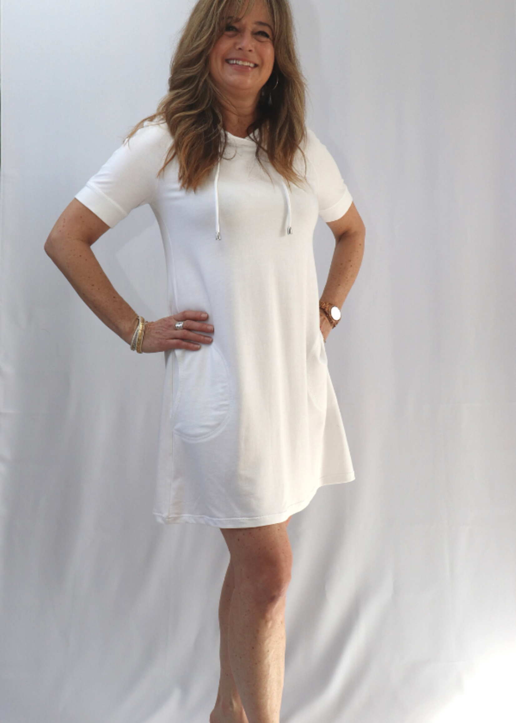 PURE PURE Hooded Short Sleeve Dress