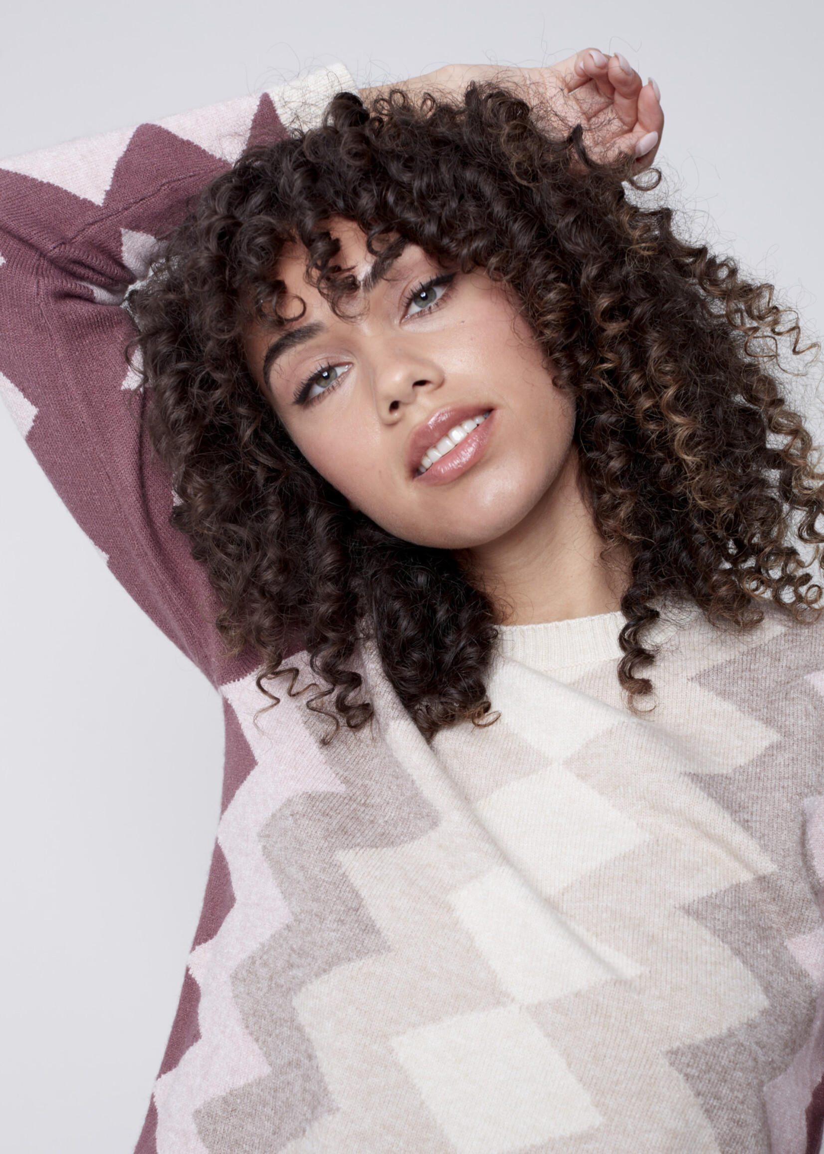 Charlie B Charlie B Crew Neck Zigzag Jacquard Sweater