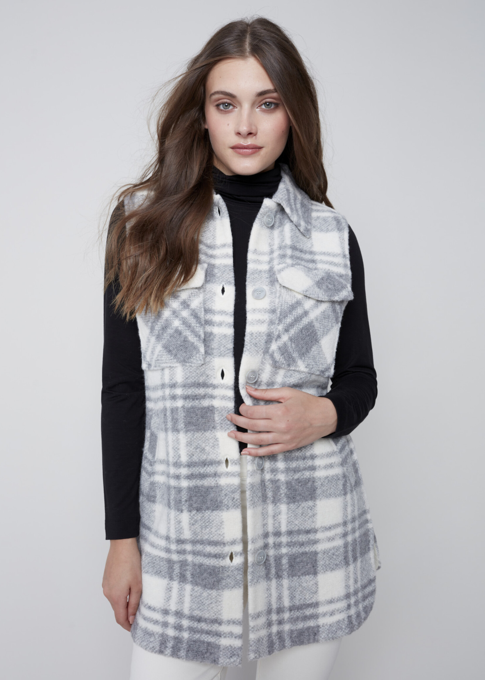 Charlie B Charlie B Collared Vest with Pockets