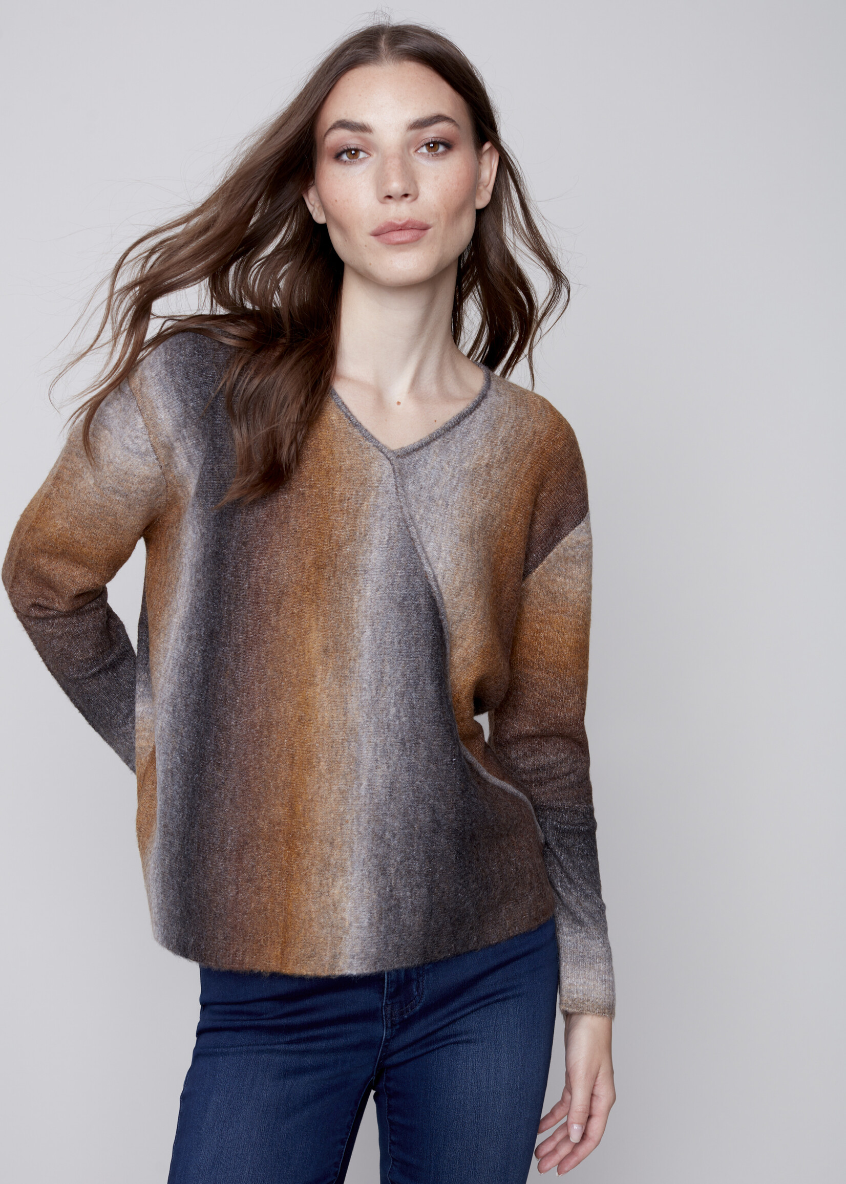 Charlie B Charlie B Ombre Wrap Front Sweater