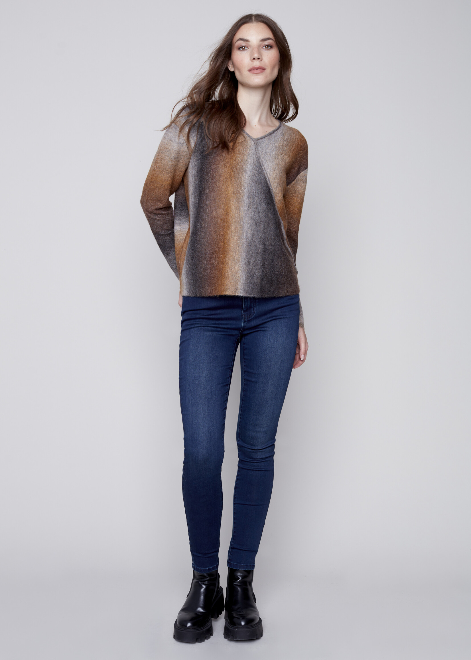 Charlie B Charlie B Ombre Wrap Front Sweater