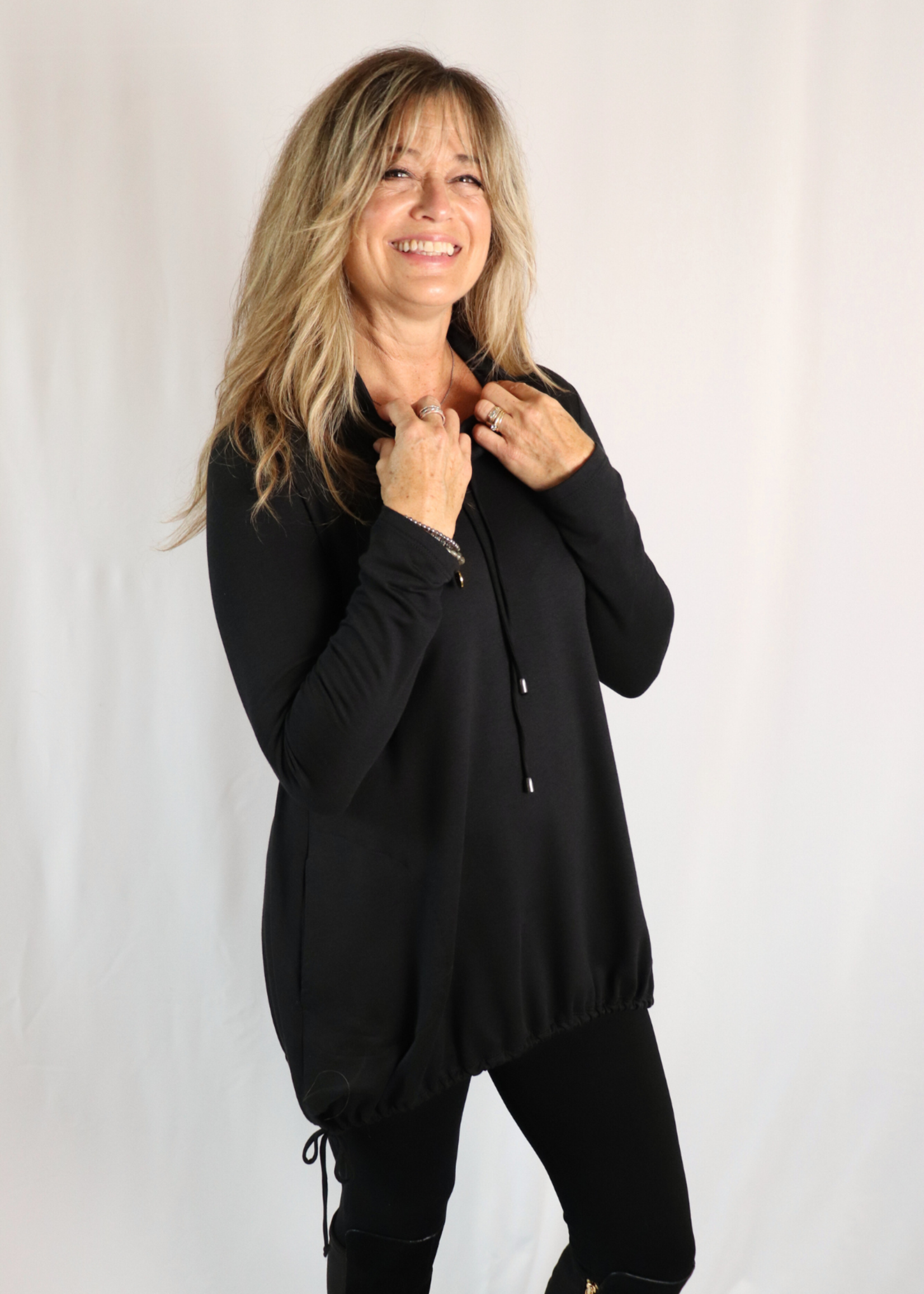 PURE PURE Cowl Tunic with Tie Hem