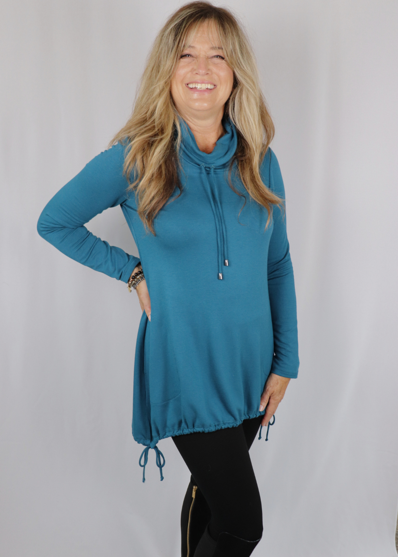 PURE PURE Cowl Tunic with Tie Hem