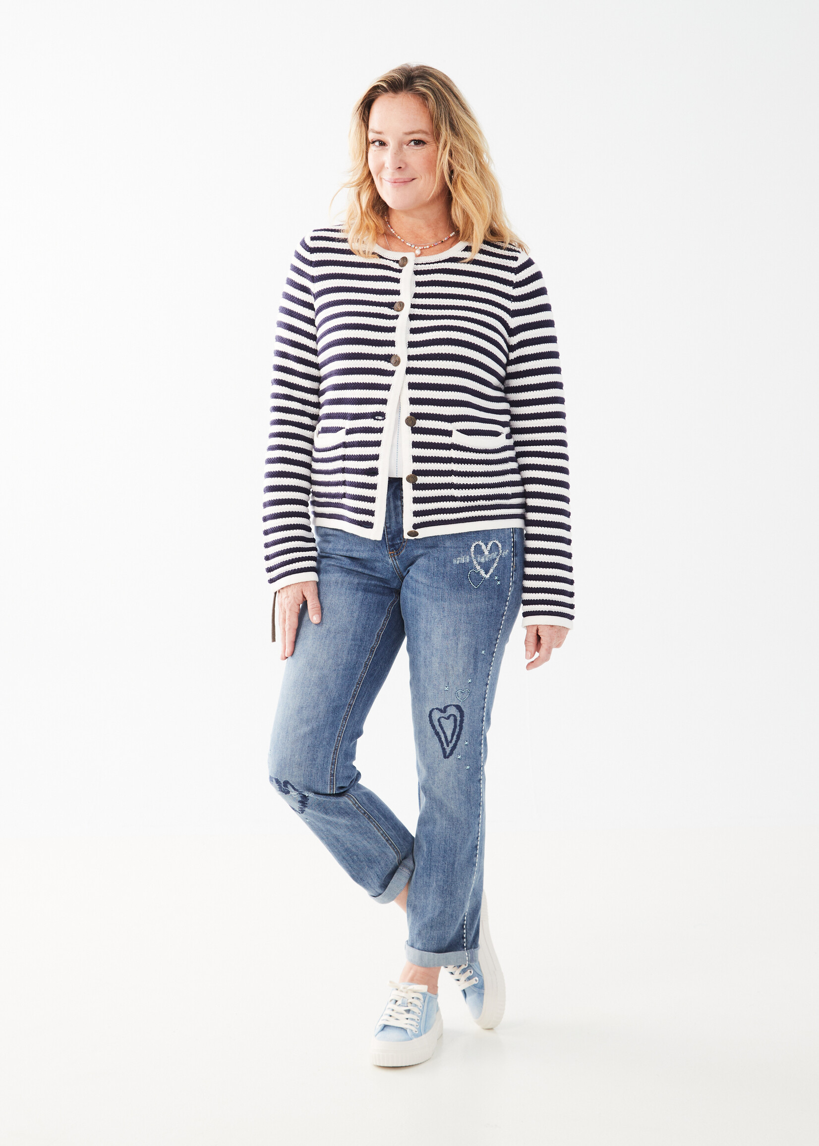 French Dressing Jeans FDJ Striped Chanel Style Cardi
