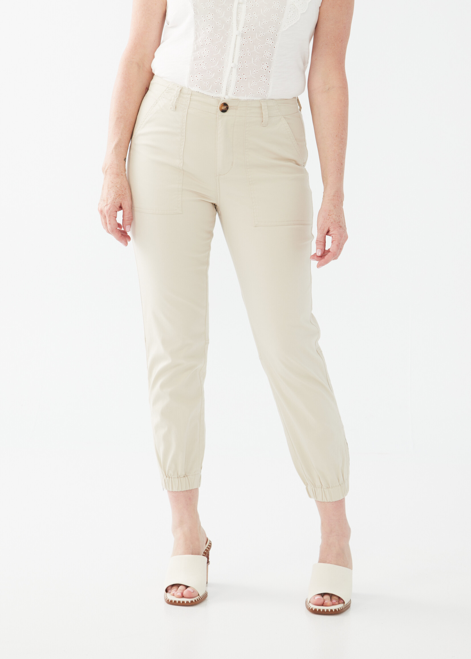 French Dressing Jeans FDJ Cuffed Hem Front Pocket Detail Pant