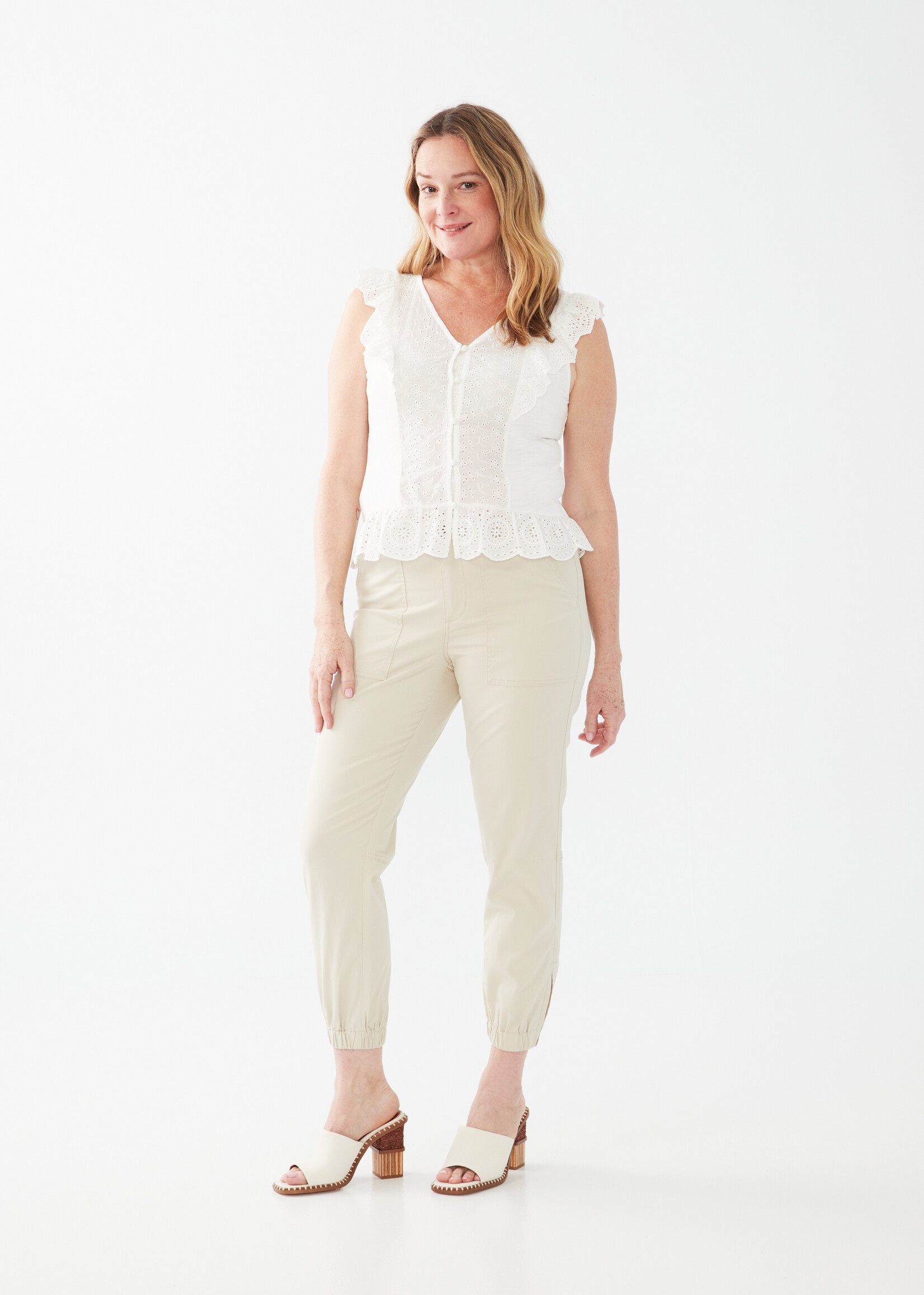 French Dressing Jeans FDJ Cuffed Hem Front Pocket Detail Pant