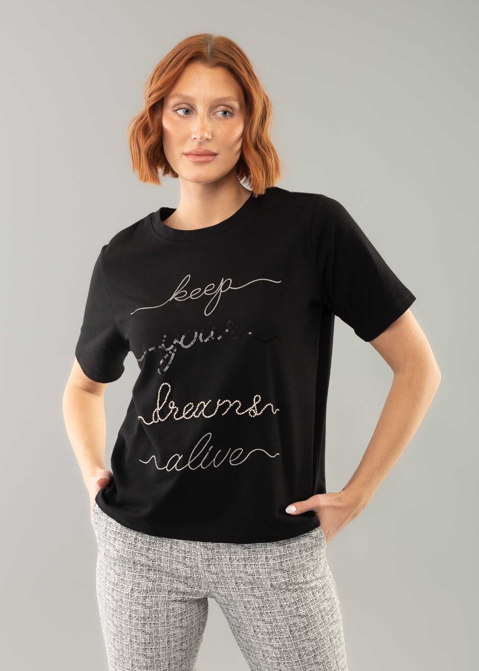 Lisette Lisette Amari T-shirt with Embroidered Words