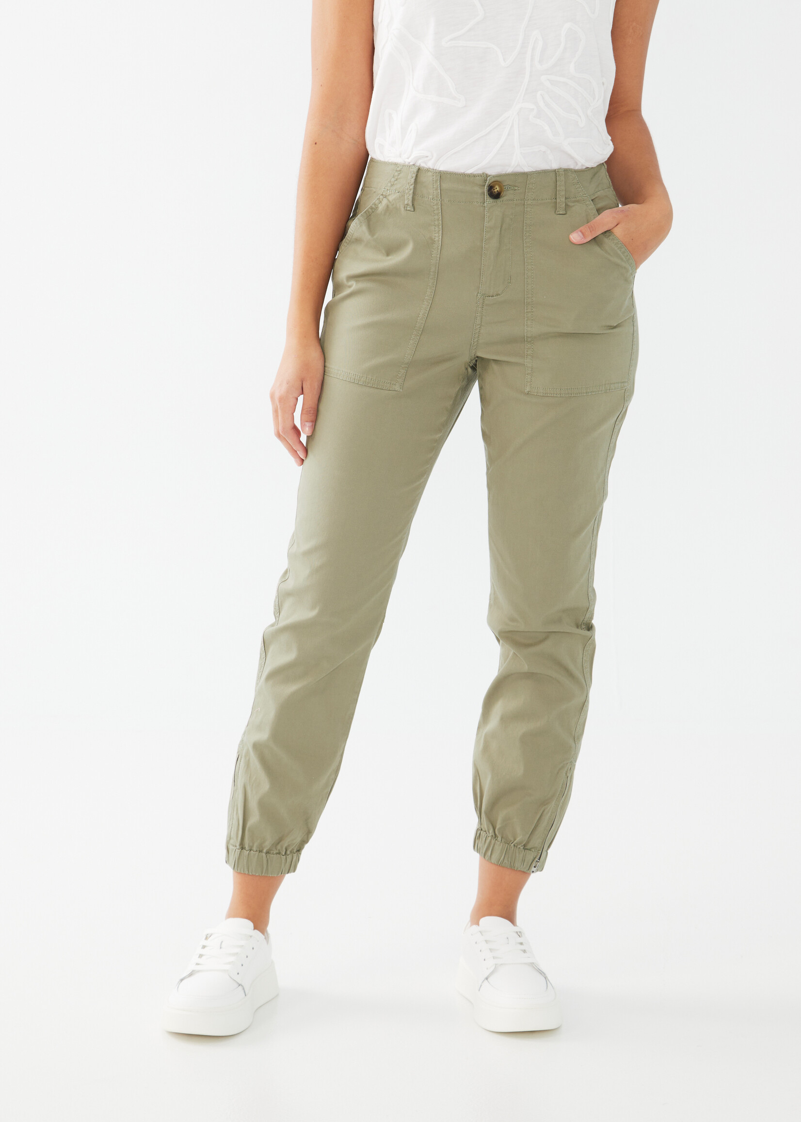 French Dressing Jeans FDJ Cuff Hem Front Pocket Detail Pant