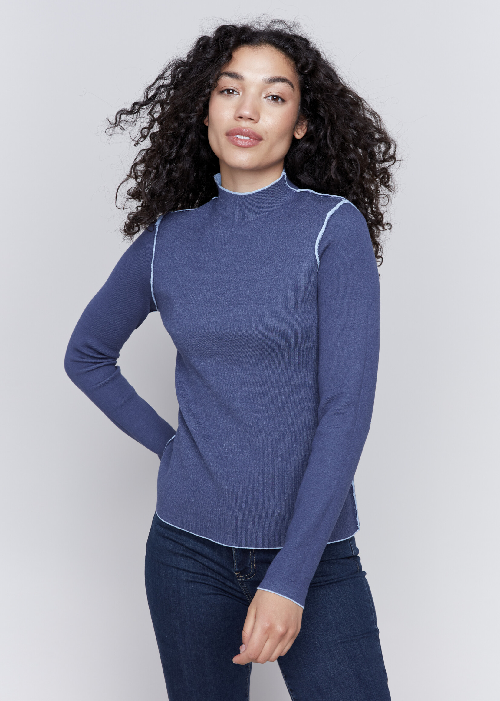 Charlie B Reversible Mock Neck Sweater