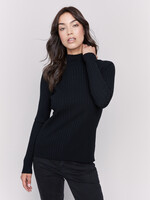 Charlie B Charlie B Mock Neck Ribbed Sweater