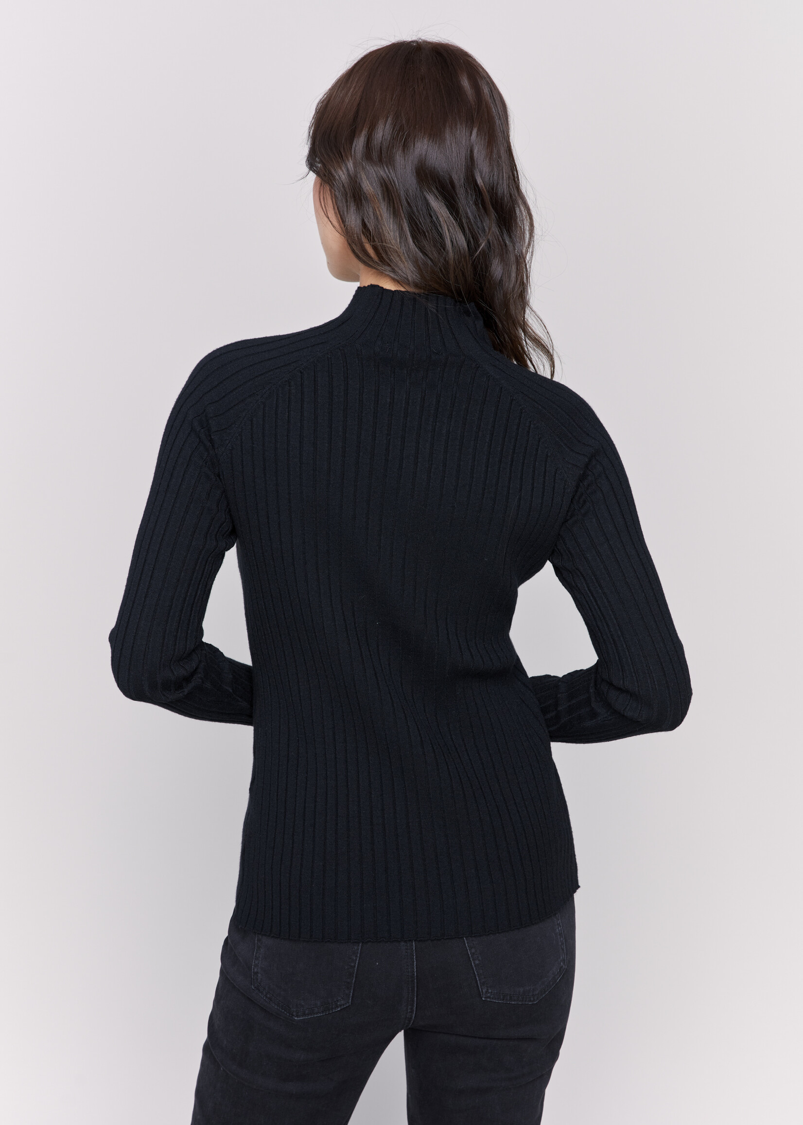 Charlie B Charlie B Mock Neck Ribbed Sweater