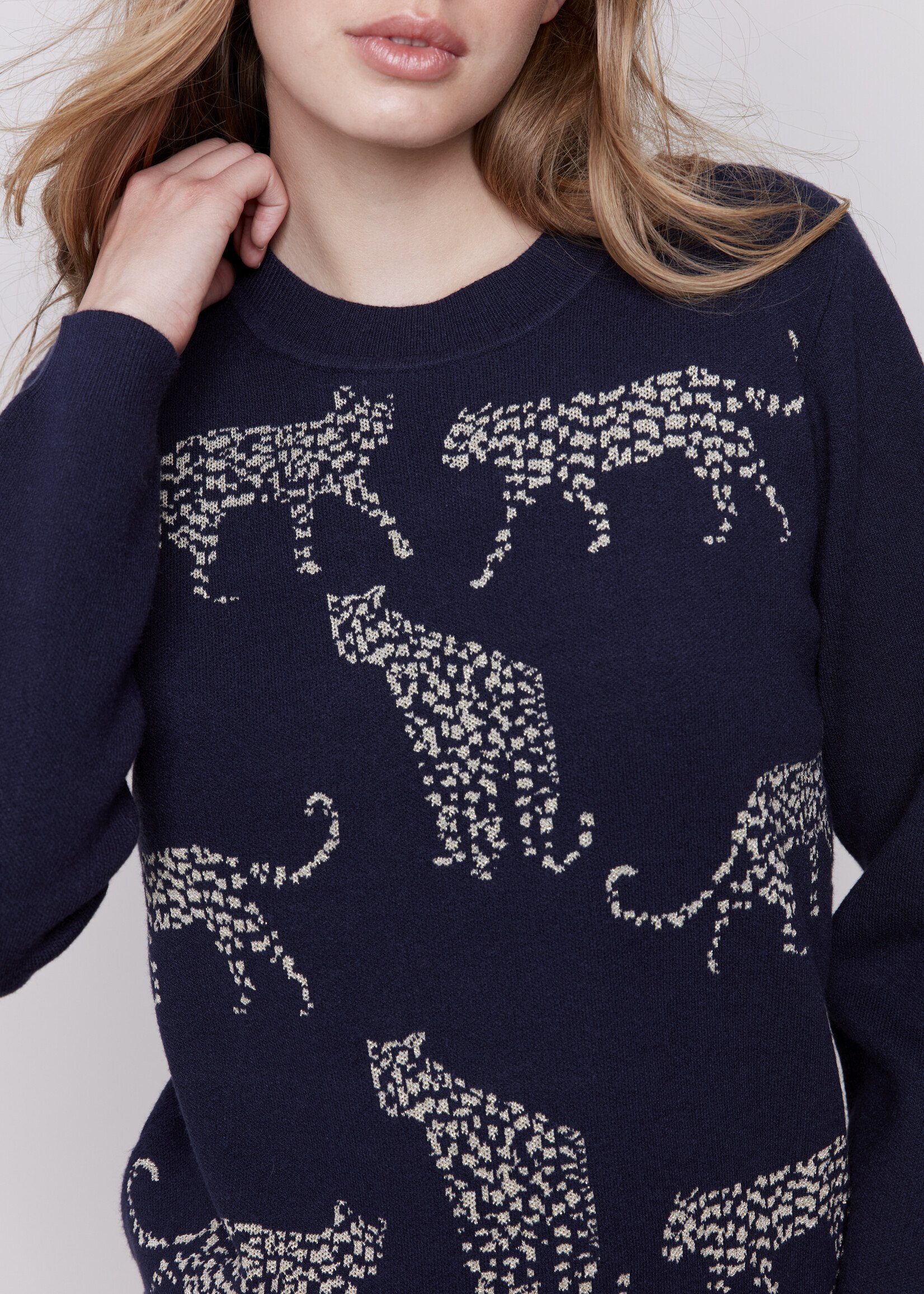 Charlie B Charlie B Cheetah Crew Sweater
