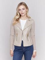 Charlie B Charlie B Moto Jacket with Rib Knit Sleeves