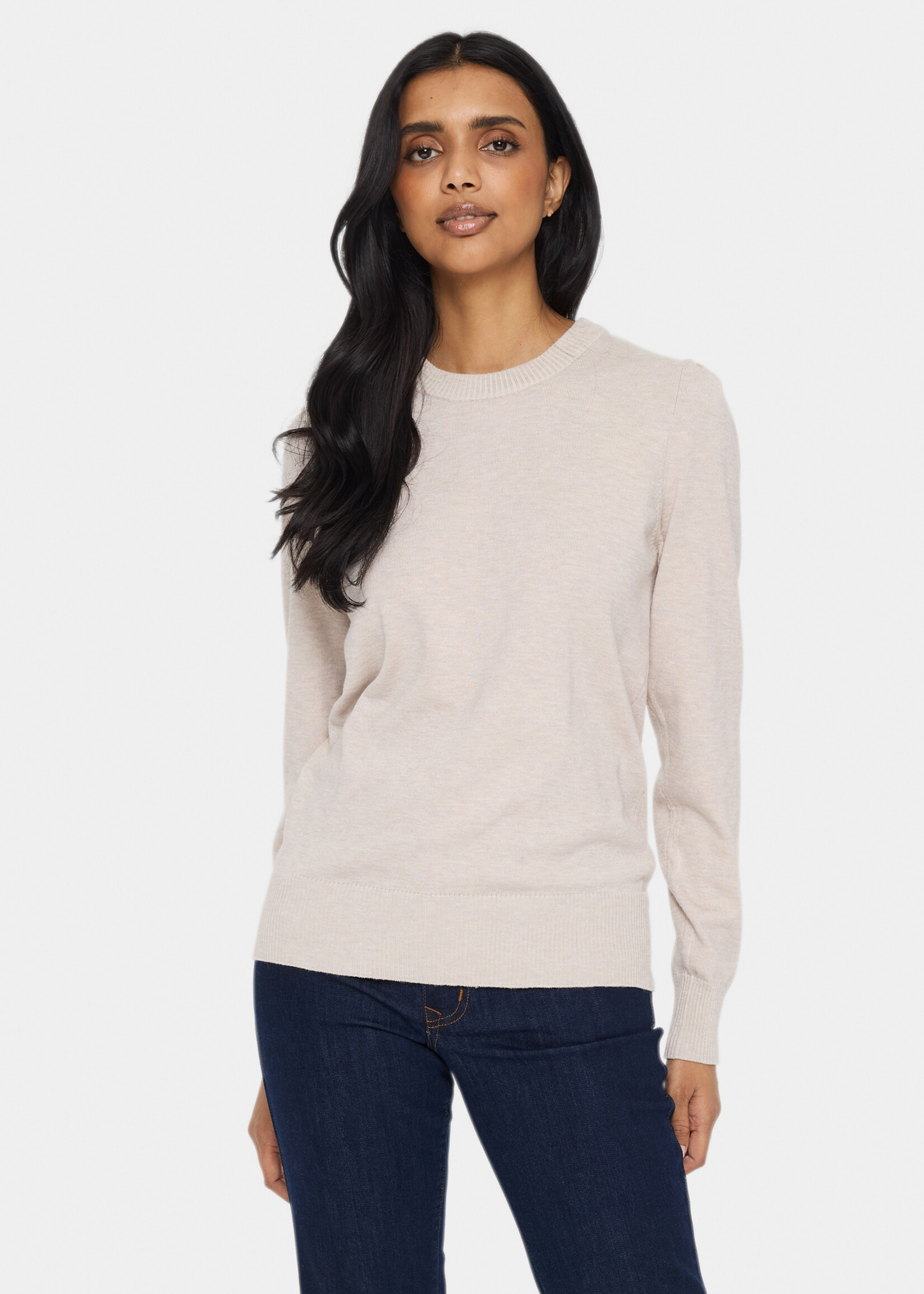 Saint Tropez Saint Tropez Mila Ruched Sleeve Crew Sweater
