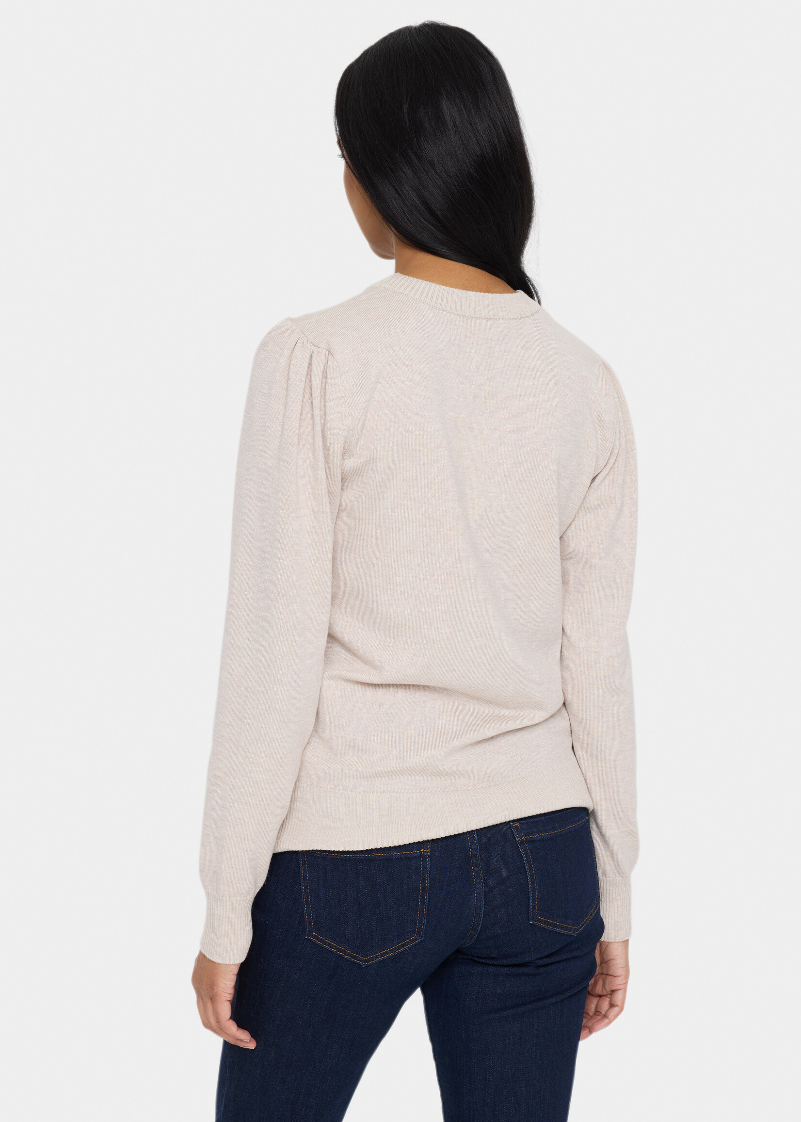 Saint Tropez Saint Tropez Mila Ruched Sleeve Crew Sweater