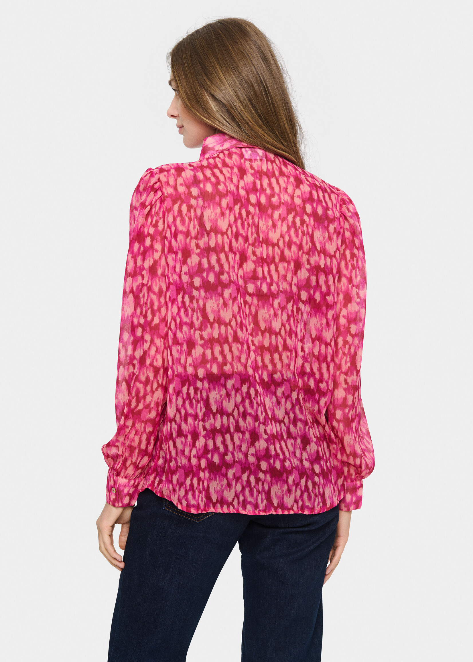 Saint Tropez AviSZ Fuchsia Leo Print Blouse