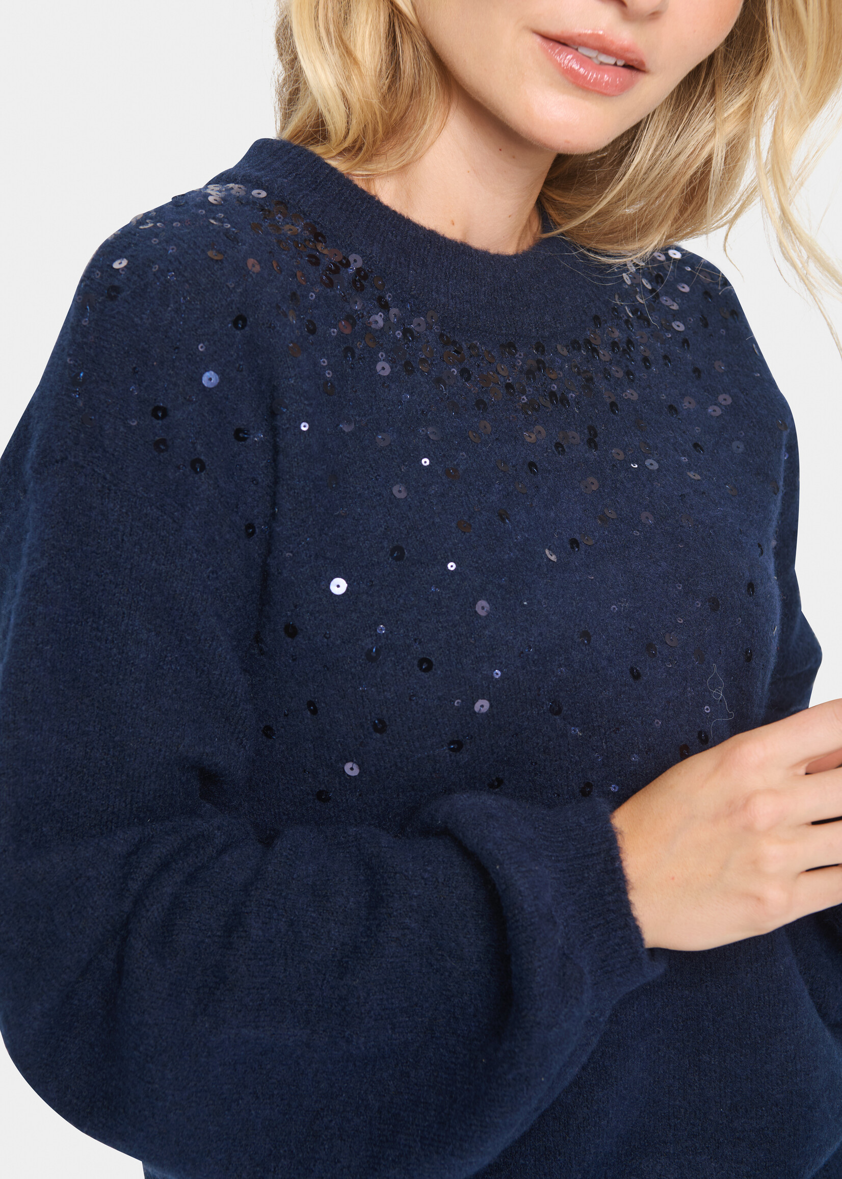 Saint Tropez Saint Tropez Crew Sweater with Sequin Detail
