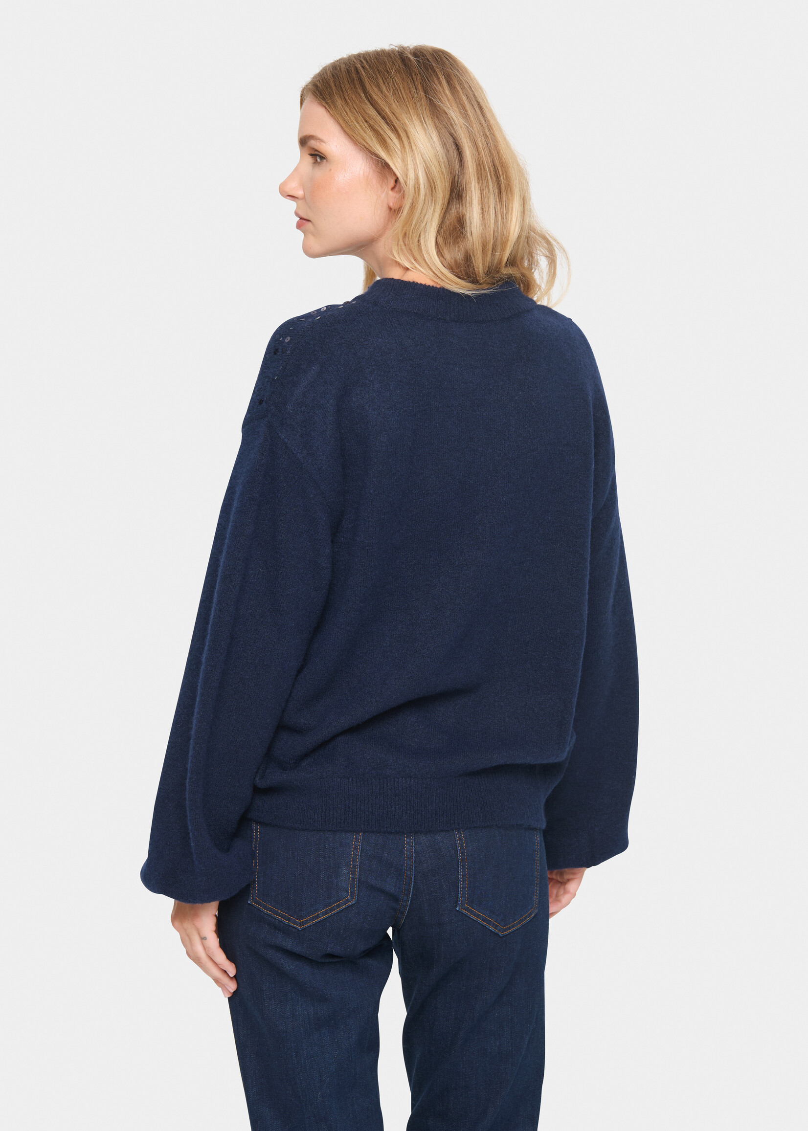 Saint Tropez Saint Tropez Crew Sweater with Sequin Detail
