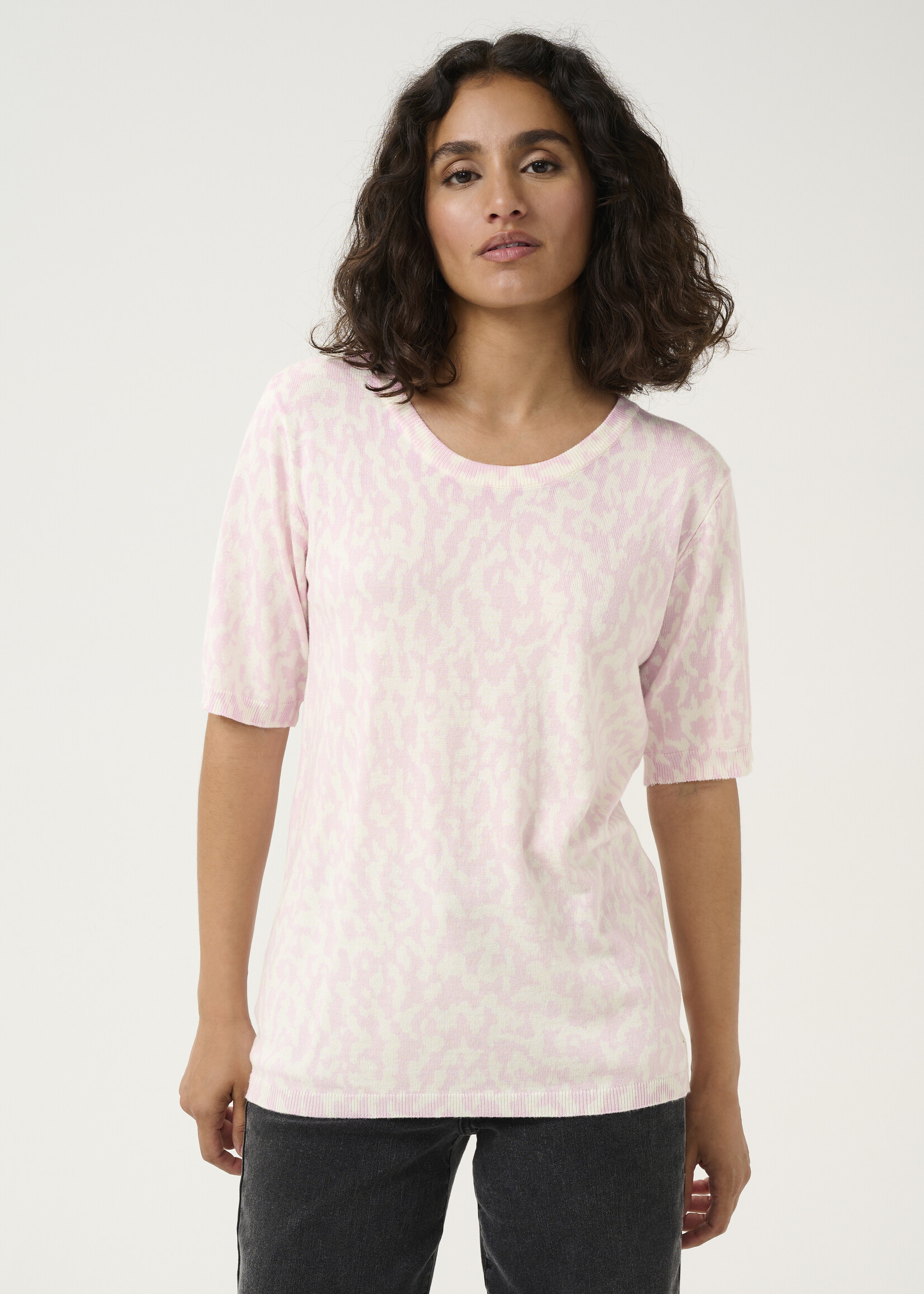 Kaffe Kaffe Liz Animal Print Short Sleeve Sweater