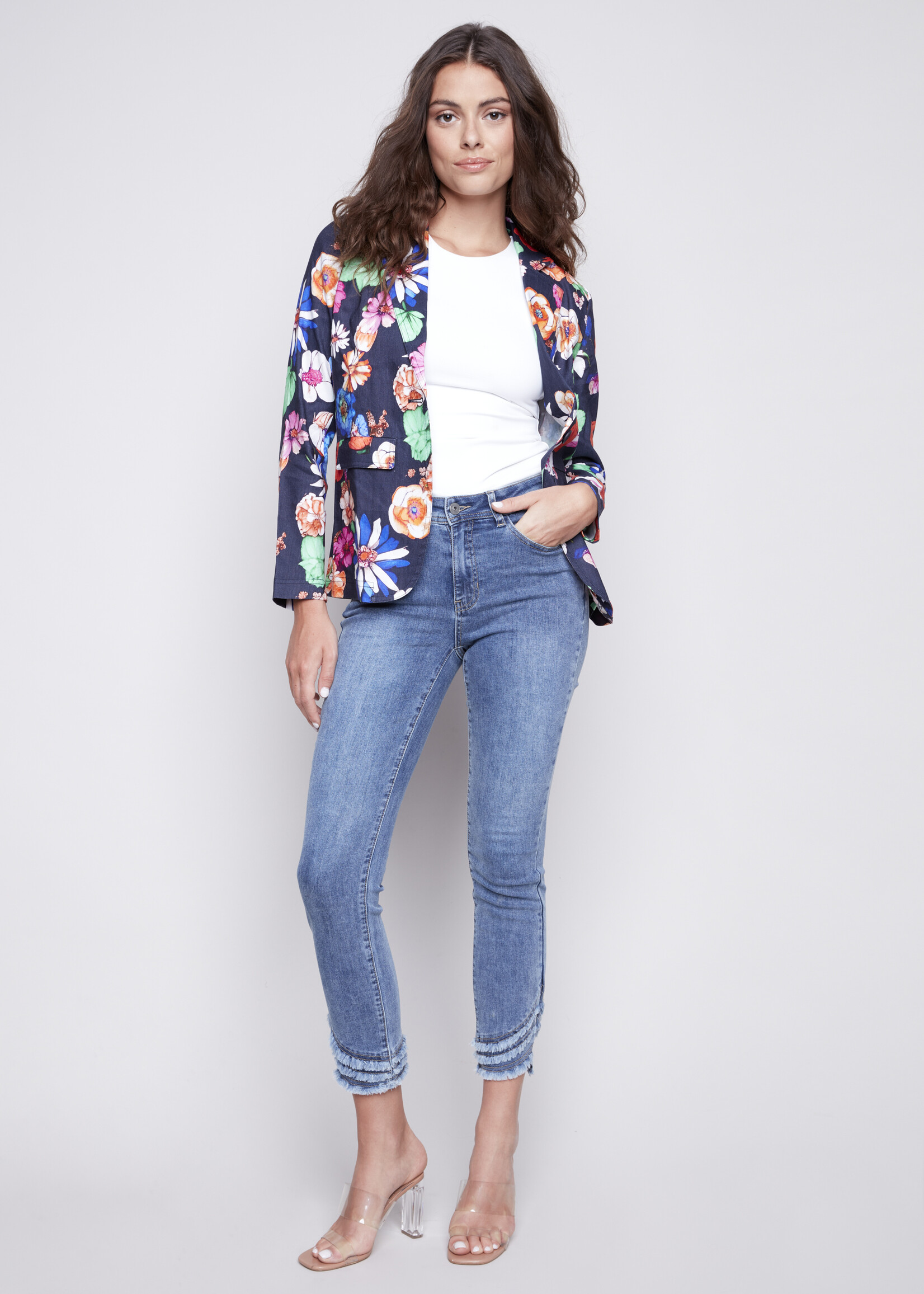 Charlie B Charlie B Floral Print Linen Blazer