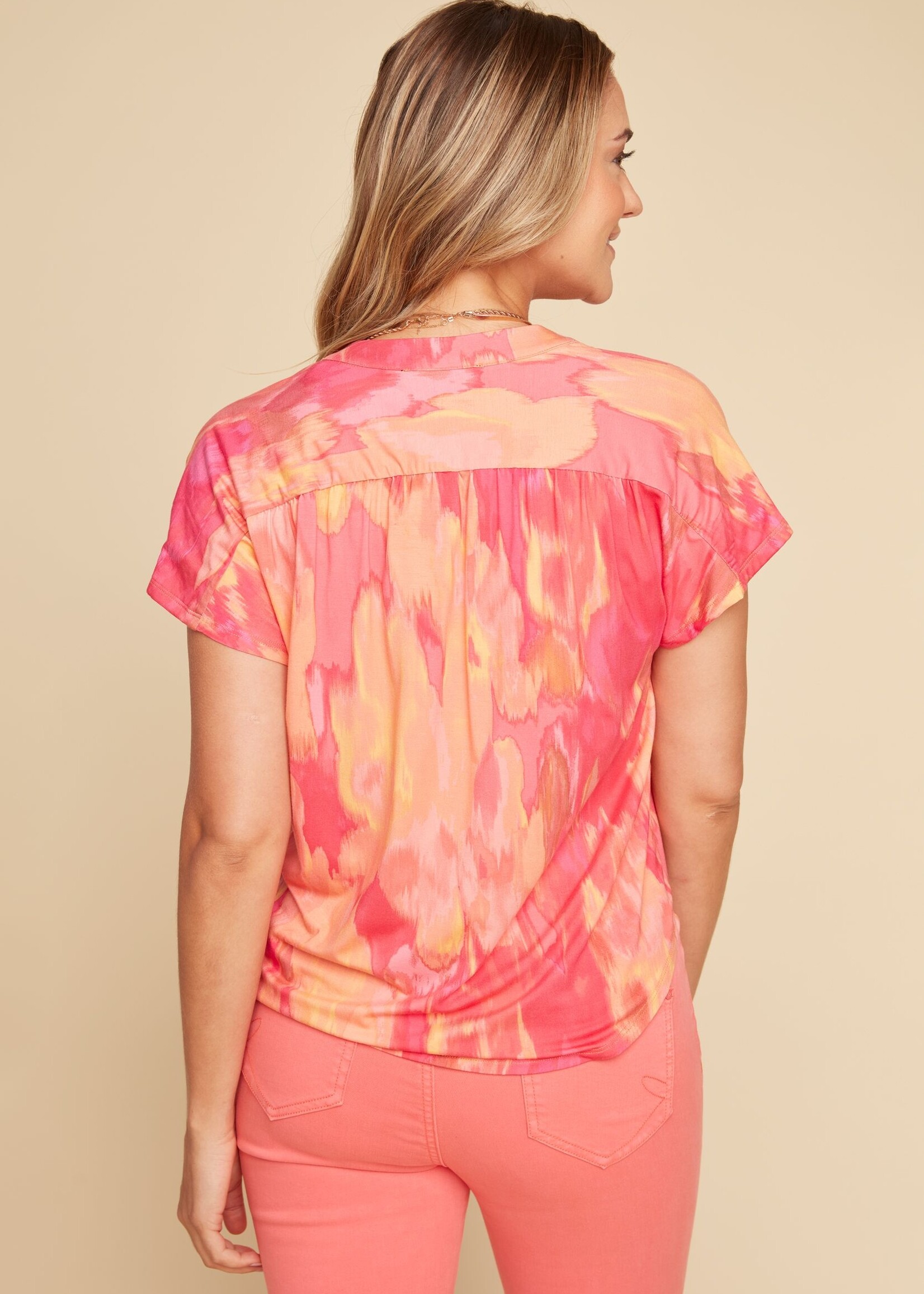 Renuar Renuar Watercolour Vneck Top