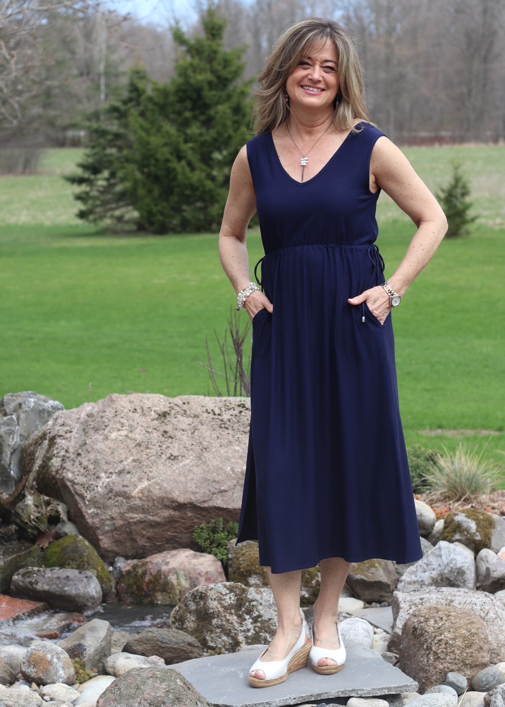 PURE PURE Double V Maxi Dress