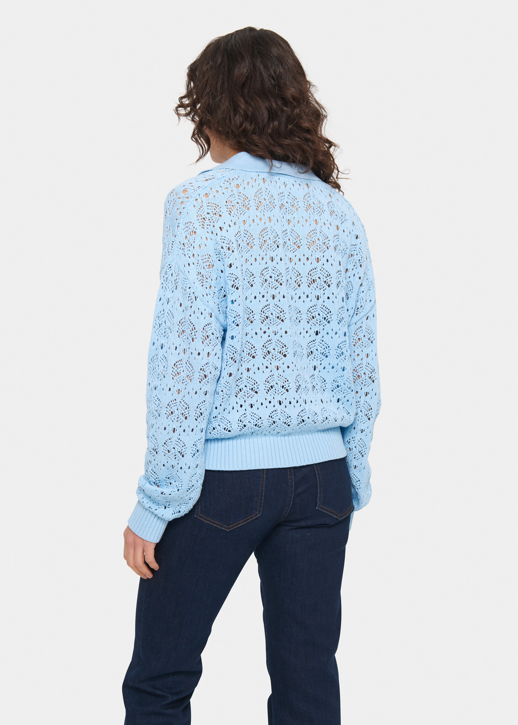 Saint Tropez Saint Tropez Juna Crochet Polo Sweater
