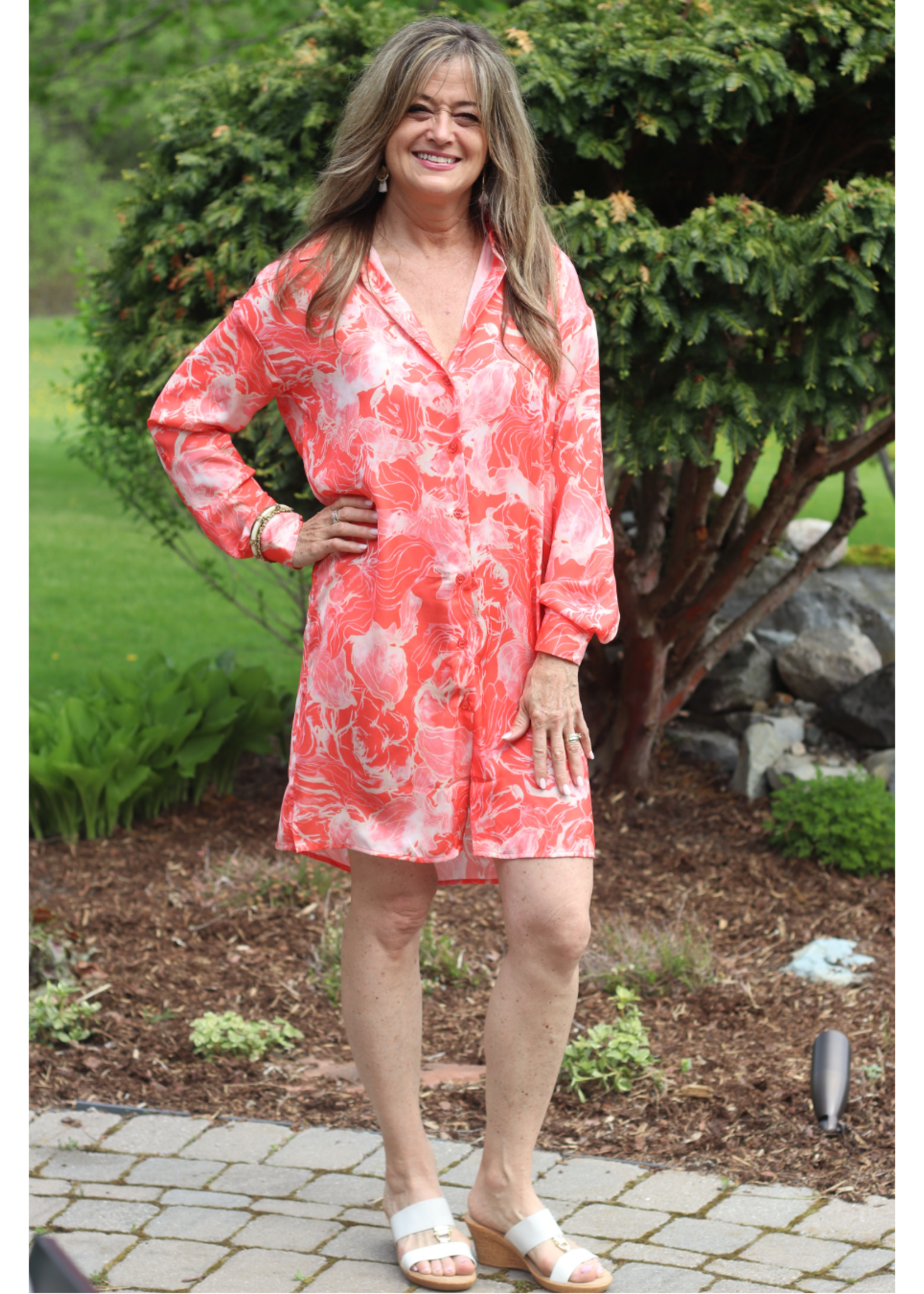 Renuar Renuar Floral Print Shirt Dress