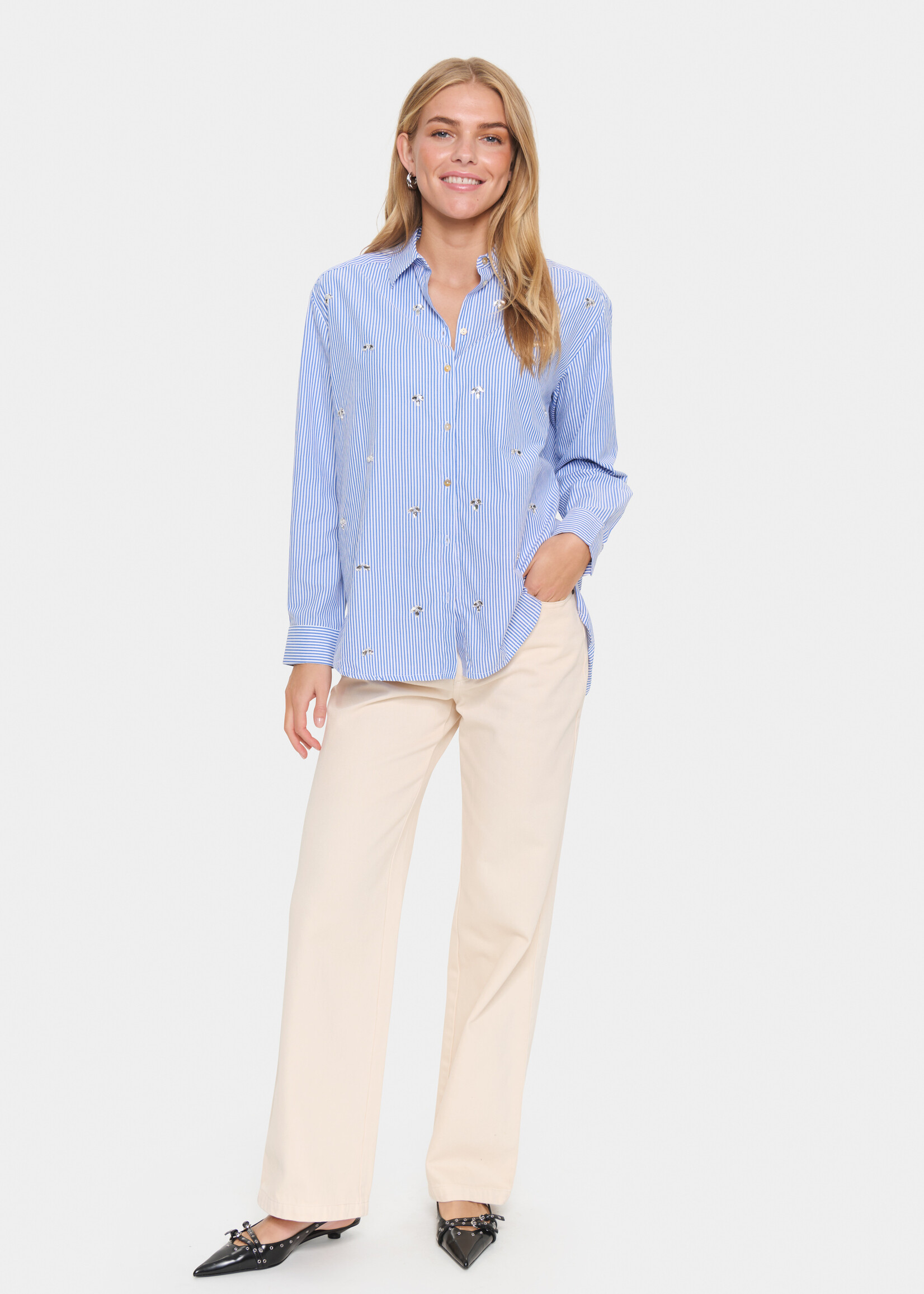 Saint Tropez Saint Tropez Juno Jewelled Striped Shirt
