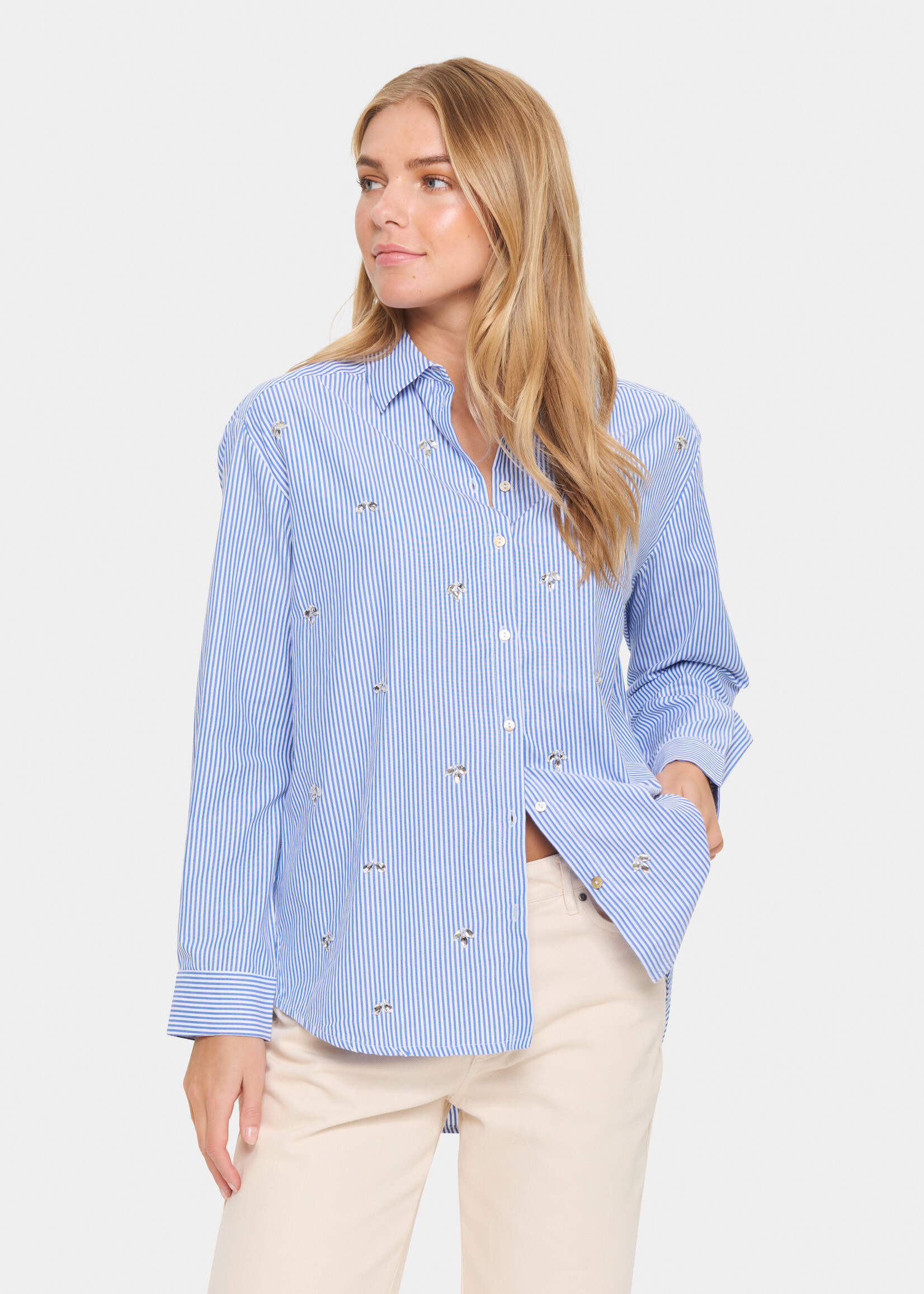 Saint Tropez Saint Tropez Juno Jewelled Striped Shirt