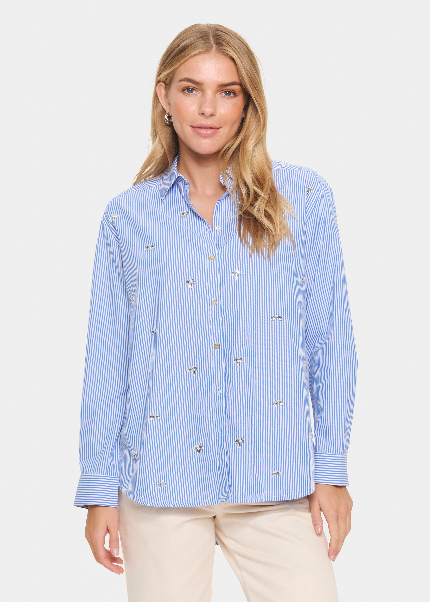 Saint Tropez Saint Tropez Juno Jewelled Striped Shirt