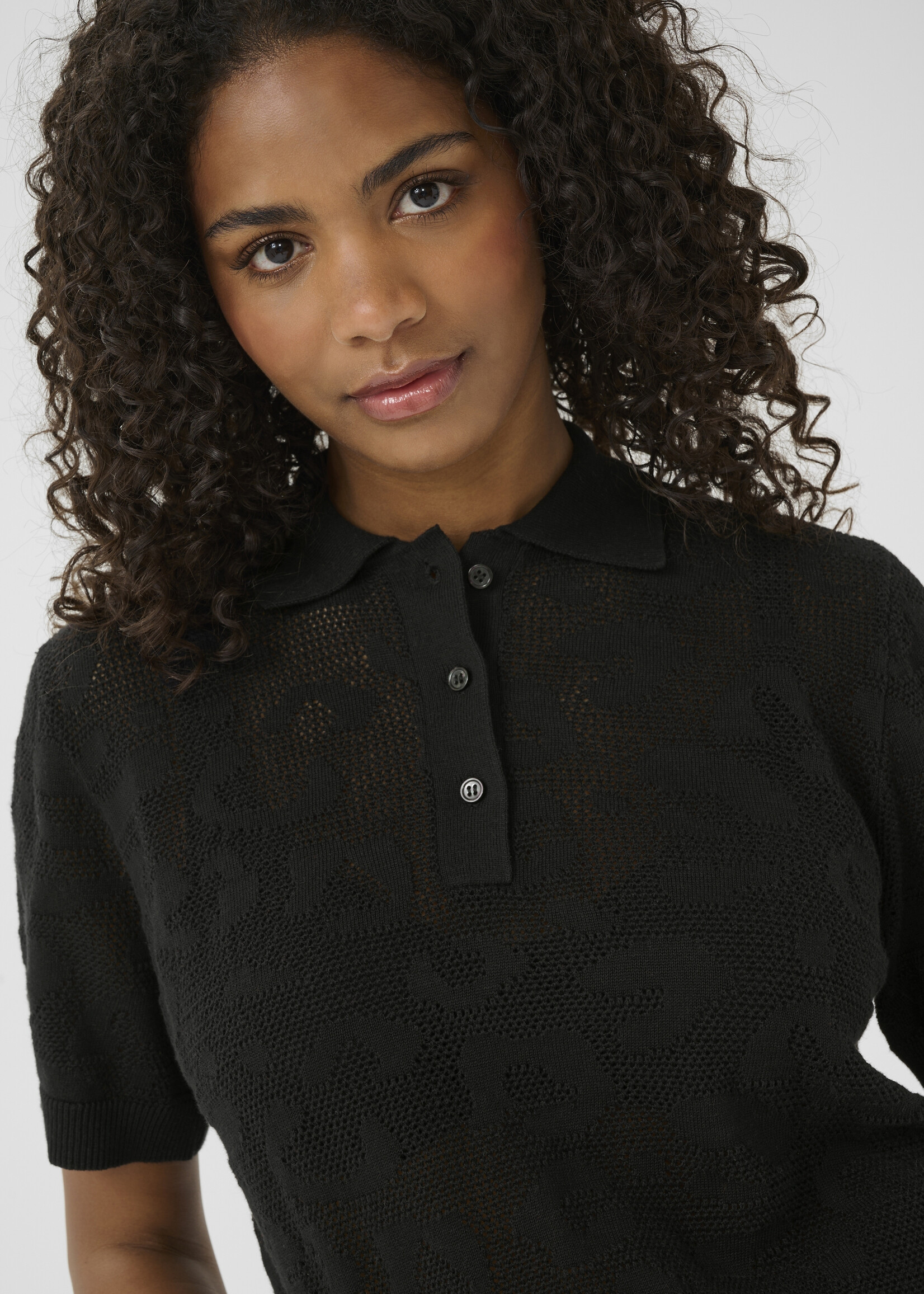 Kaffe Kaffe Abela Mesh Polo Top