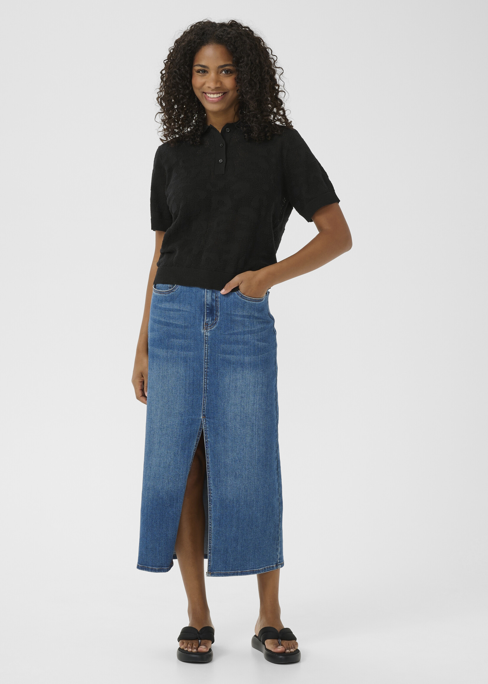 Kaffe Kaffe Abela Mesh Polo Top