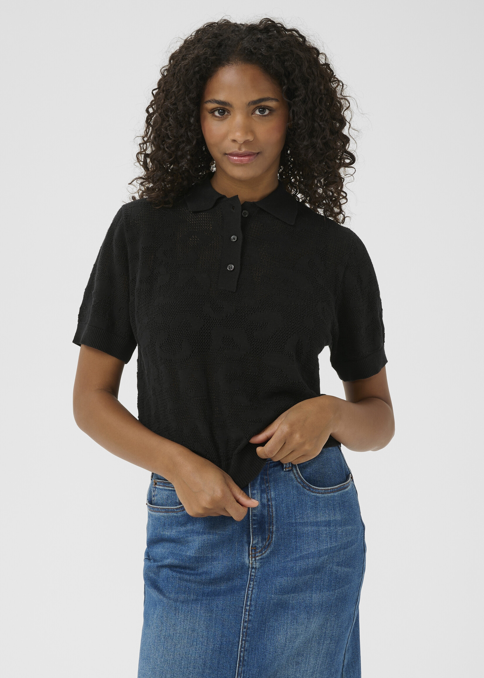 Kaffe Kaffe Abela Mesh Polo Top