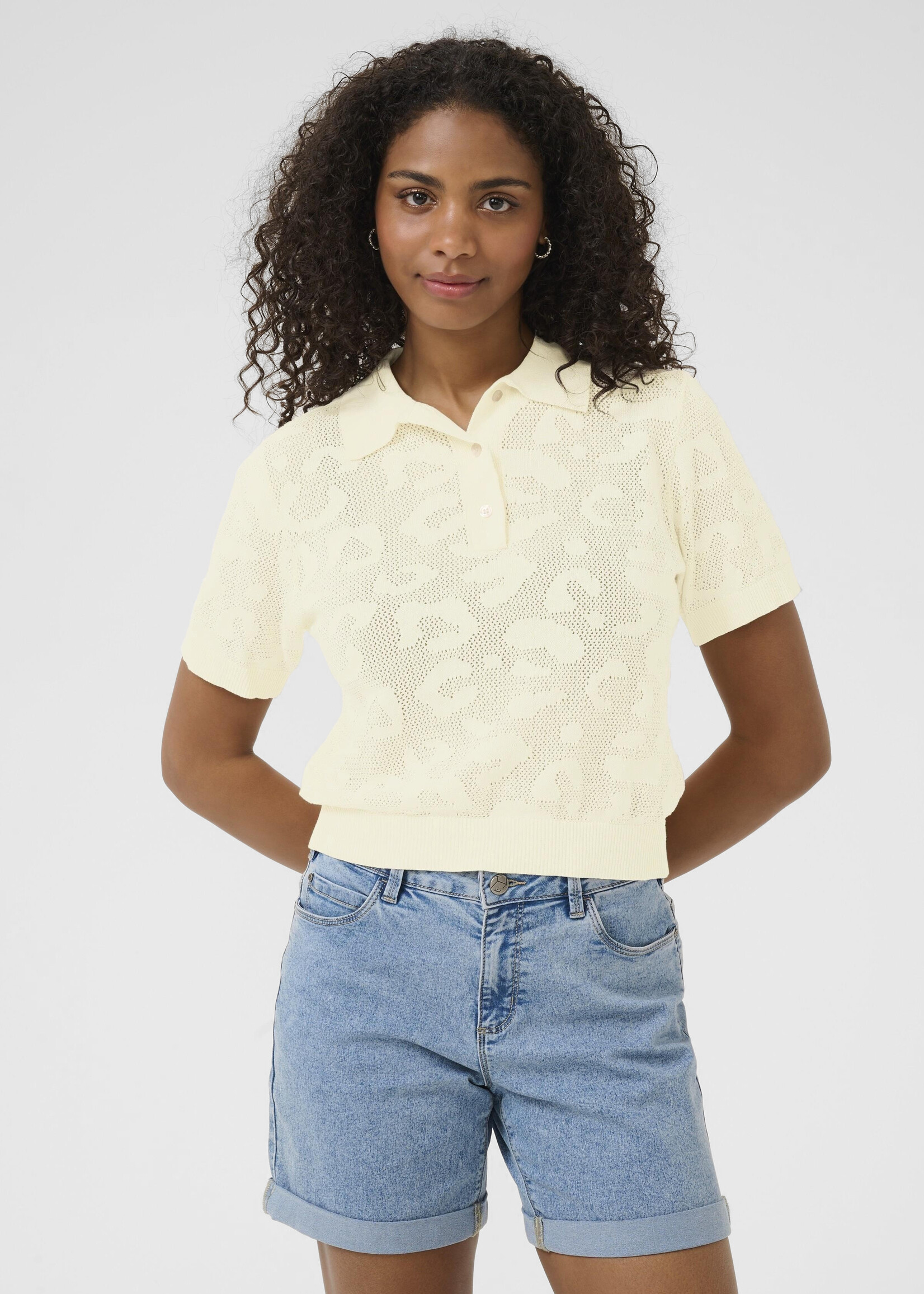 Kaffe Kaffe Abela Mesh Polo Top