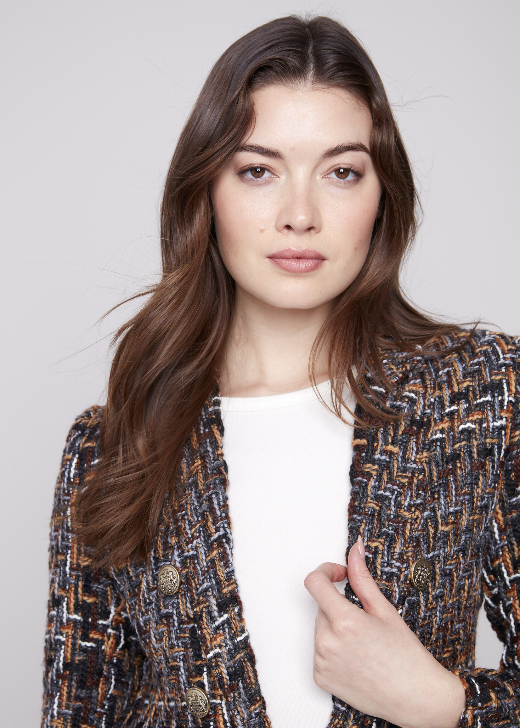 Charlie B Charlie B Tweed Gold Button Blazer