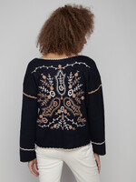 Charlie B Charlie B Vneck Embroidered Sweater