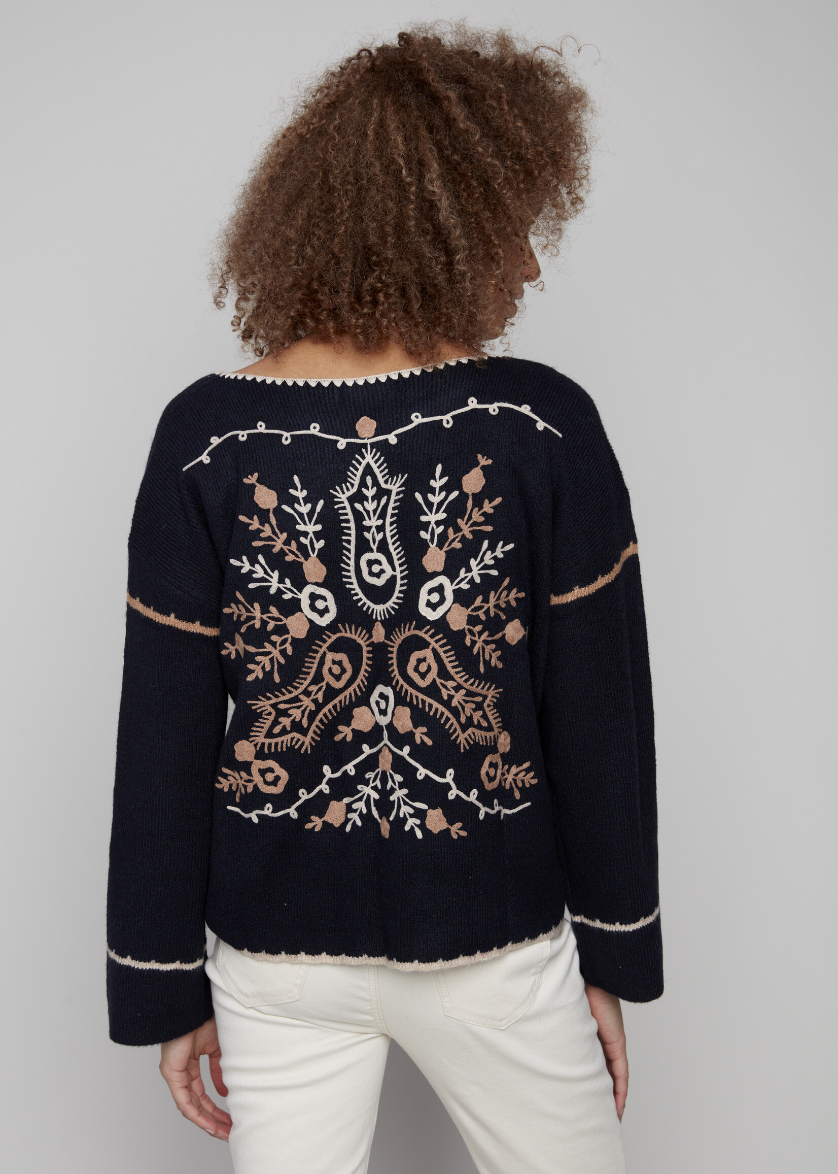 Charlie B Charlie B Vneck Embroidered Sweater