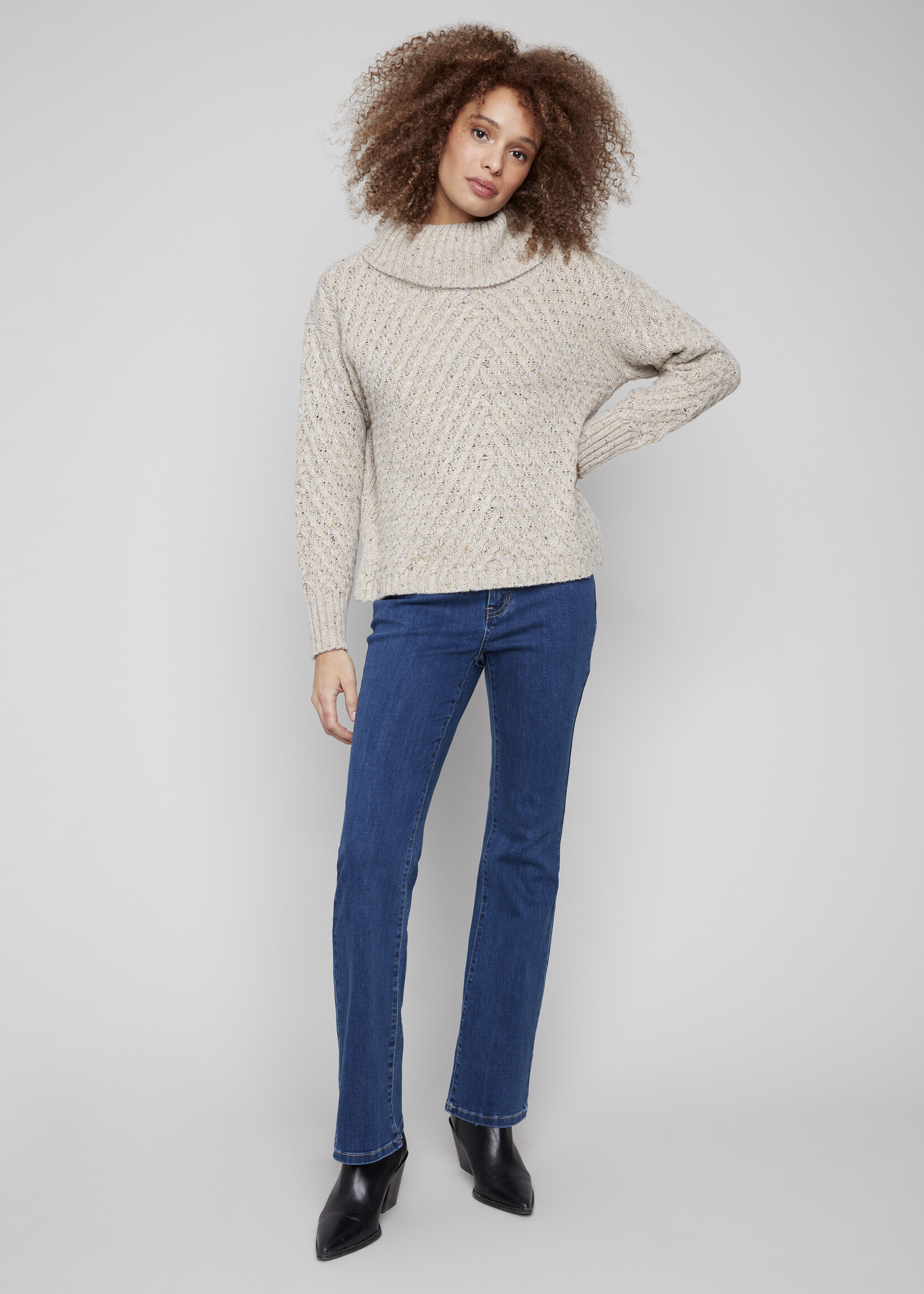 Charlie B Charlie B  Diagonal Cable Cowl Sweater